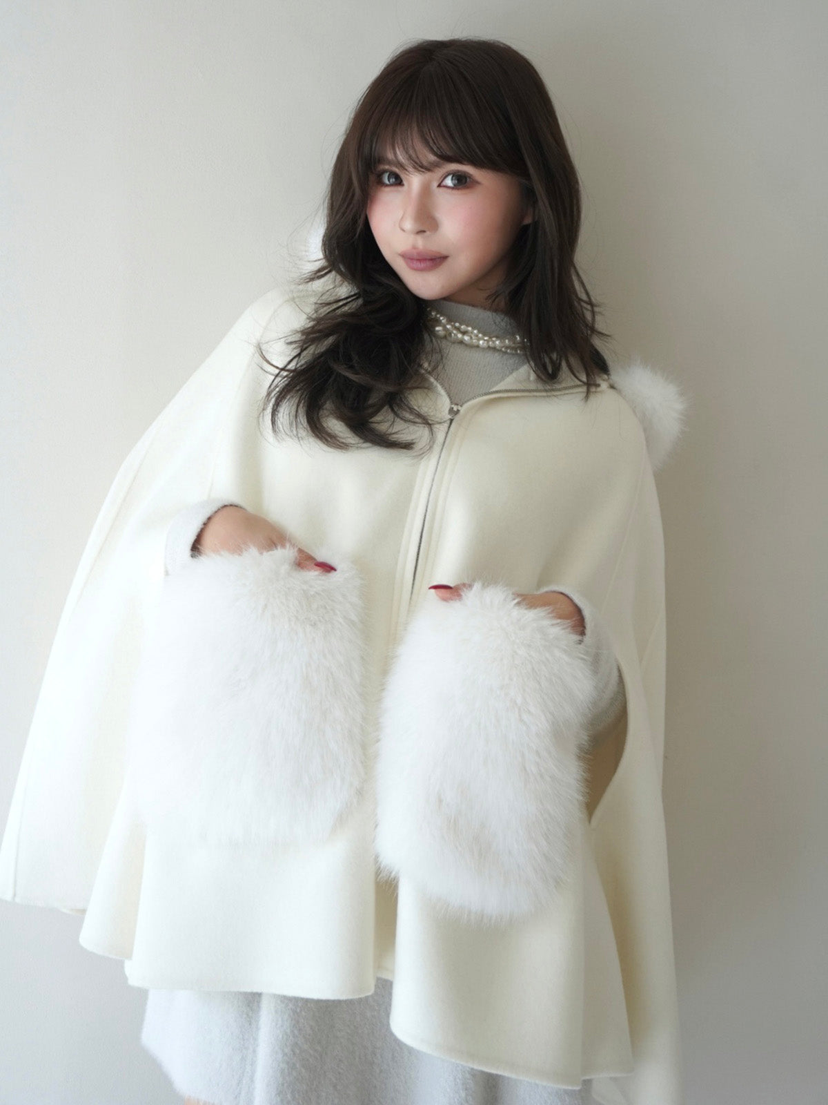 ファーポケットマントコート