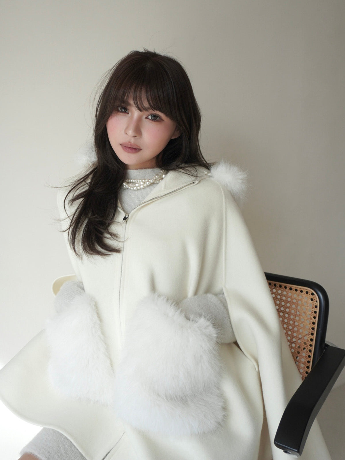 ファーポケットマントコート