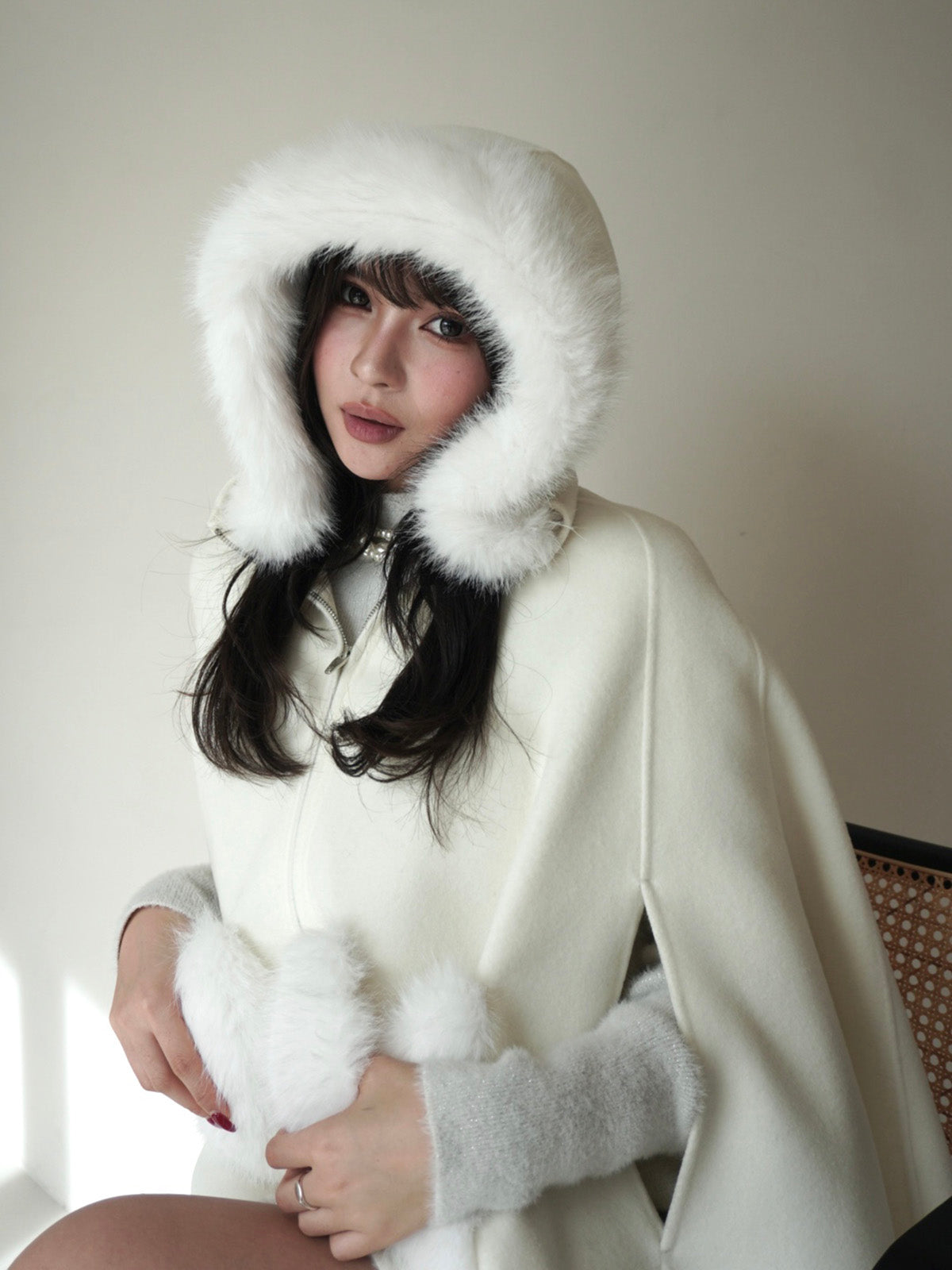 ファーポケットマントコート