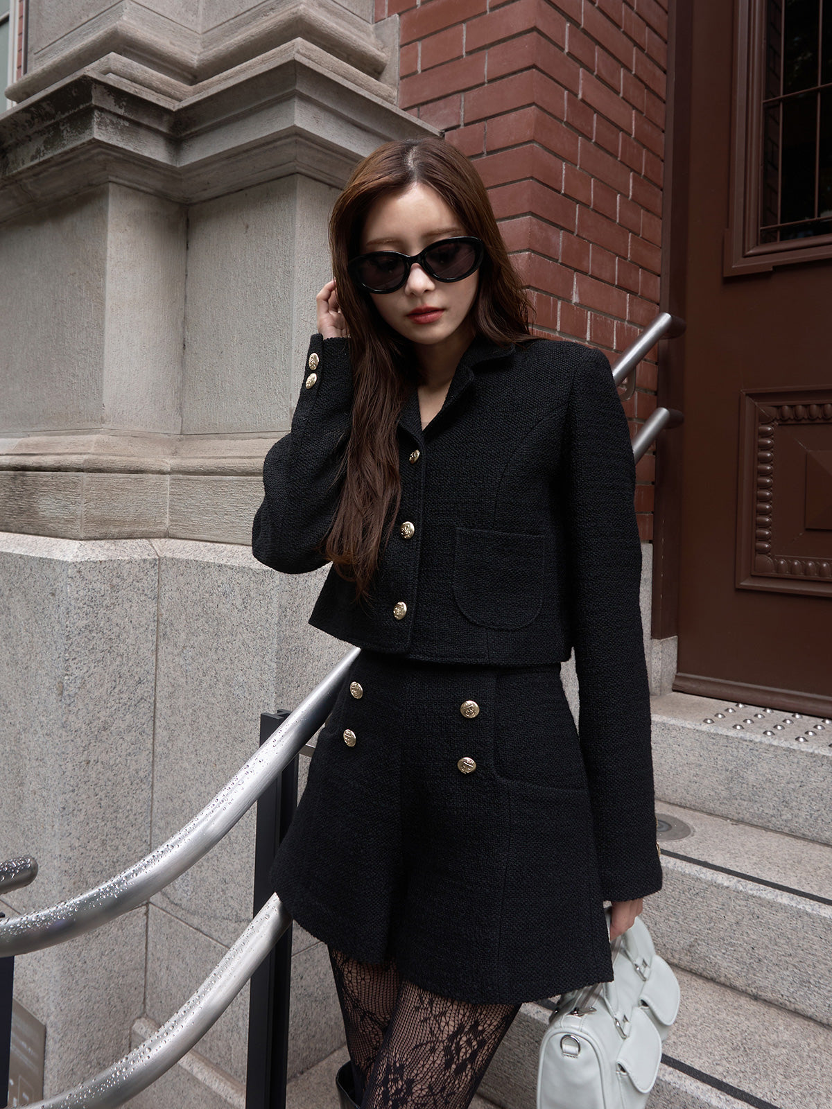 MODEL:160cm／COLOR:BLACK／SIZE:F