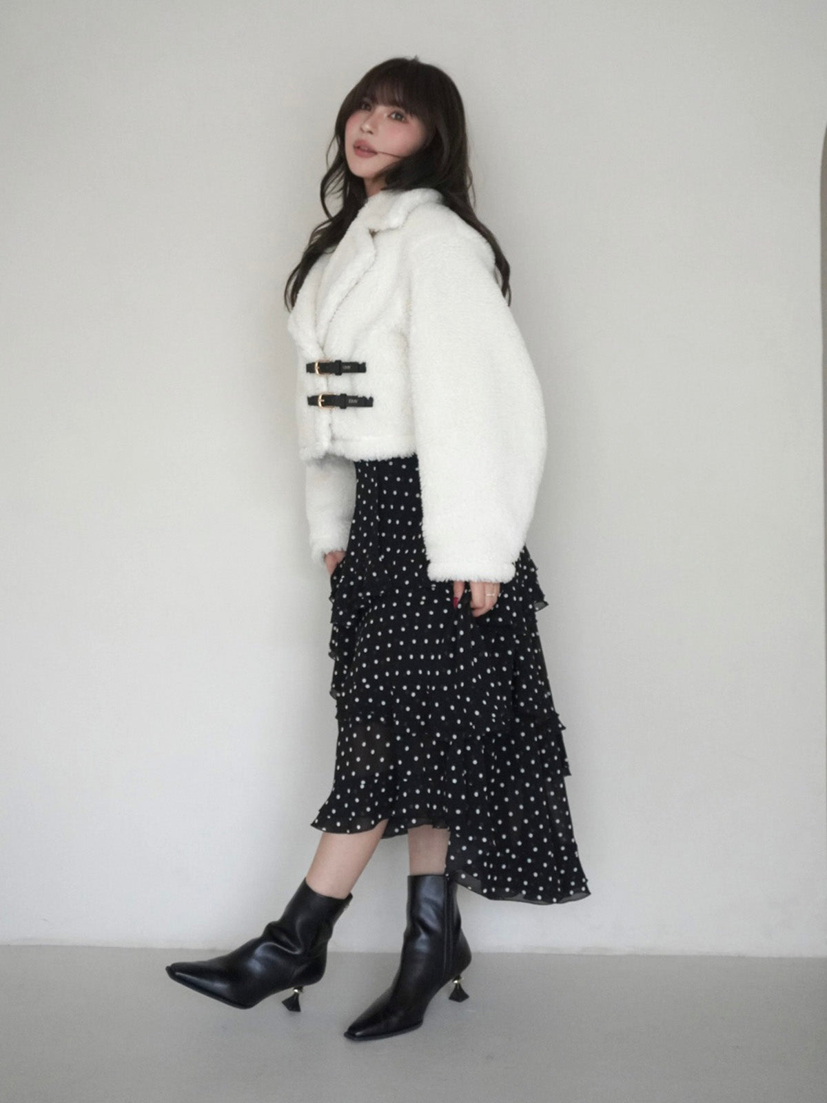 ドットラッフルティアードスカート　eimy istoire ドットラッフルティアードスカート