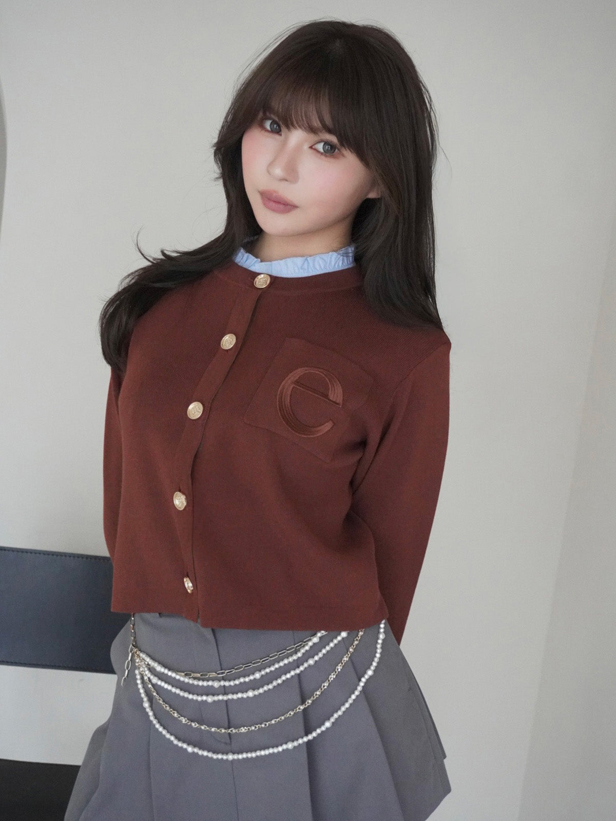 【New Color】Attached collar ニットジャケット