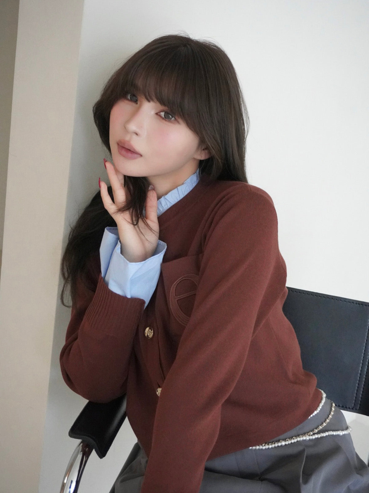 【New Color】Attached collar ニットジャケット