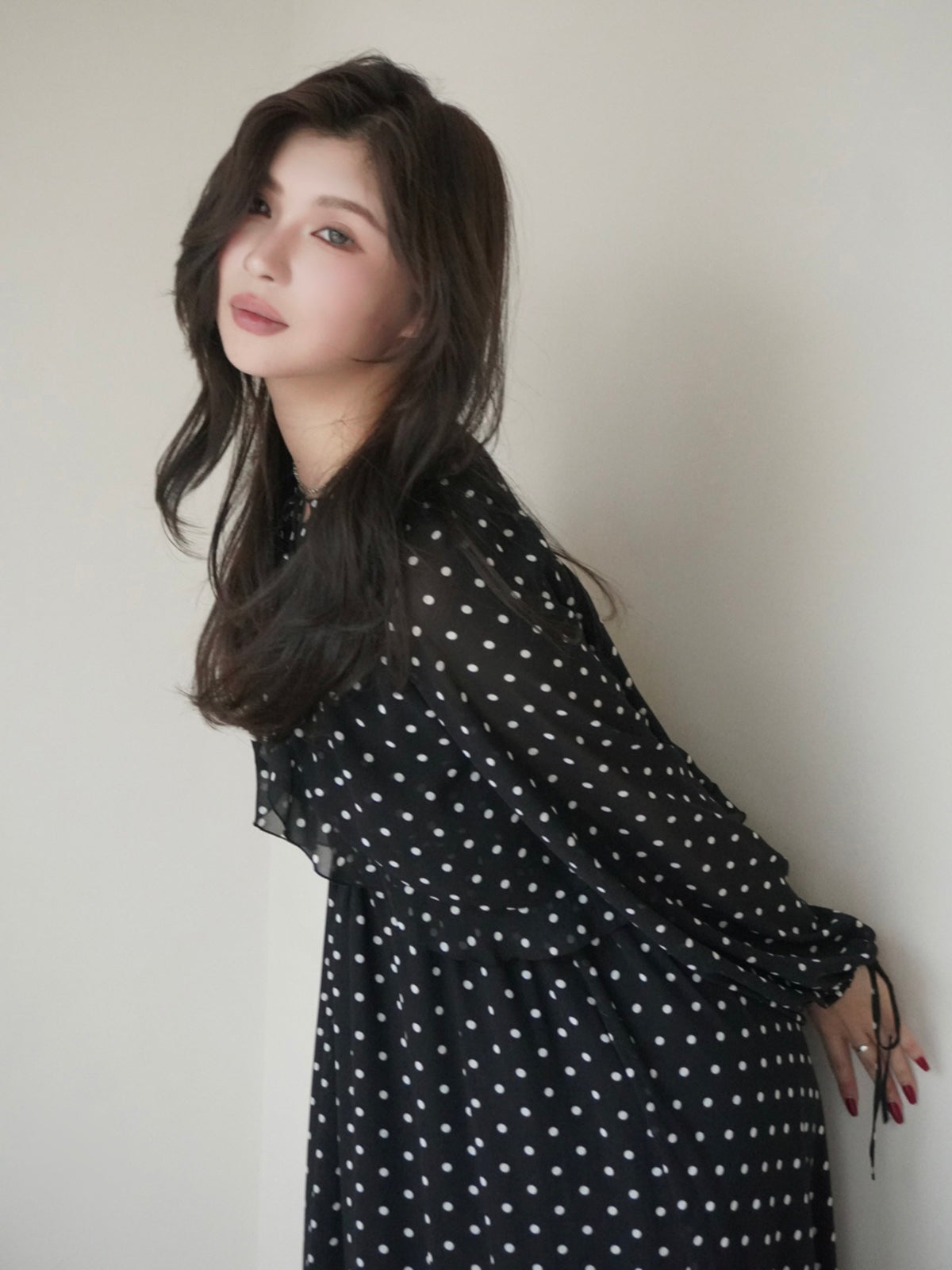 ドットギャザーフリルワンピース