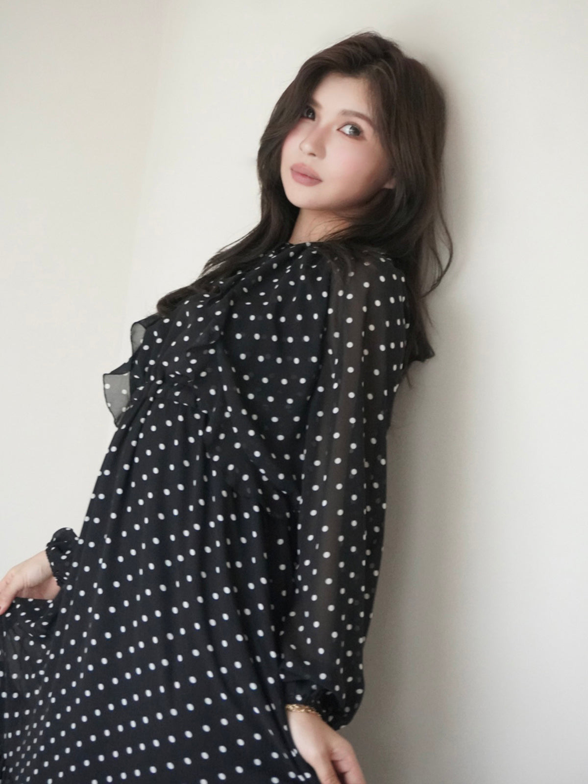 ドットギャザーフリルワンピース
