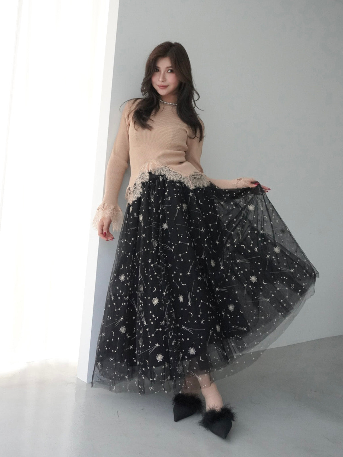 MODEL:169cm／COLOR:BLACK／SIZE:F