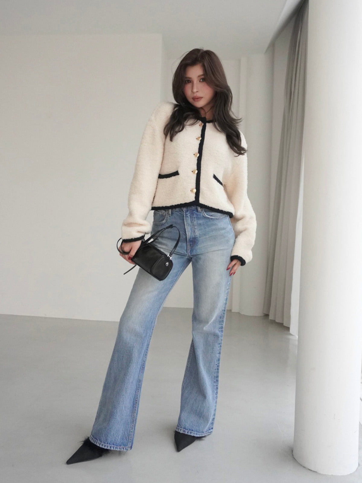 スリムフレアデニムパンツ