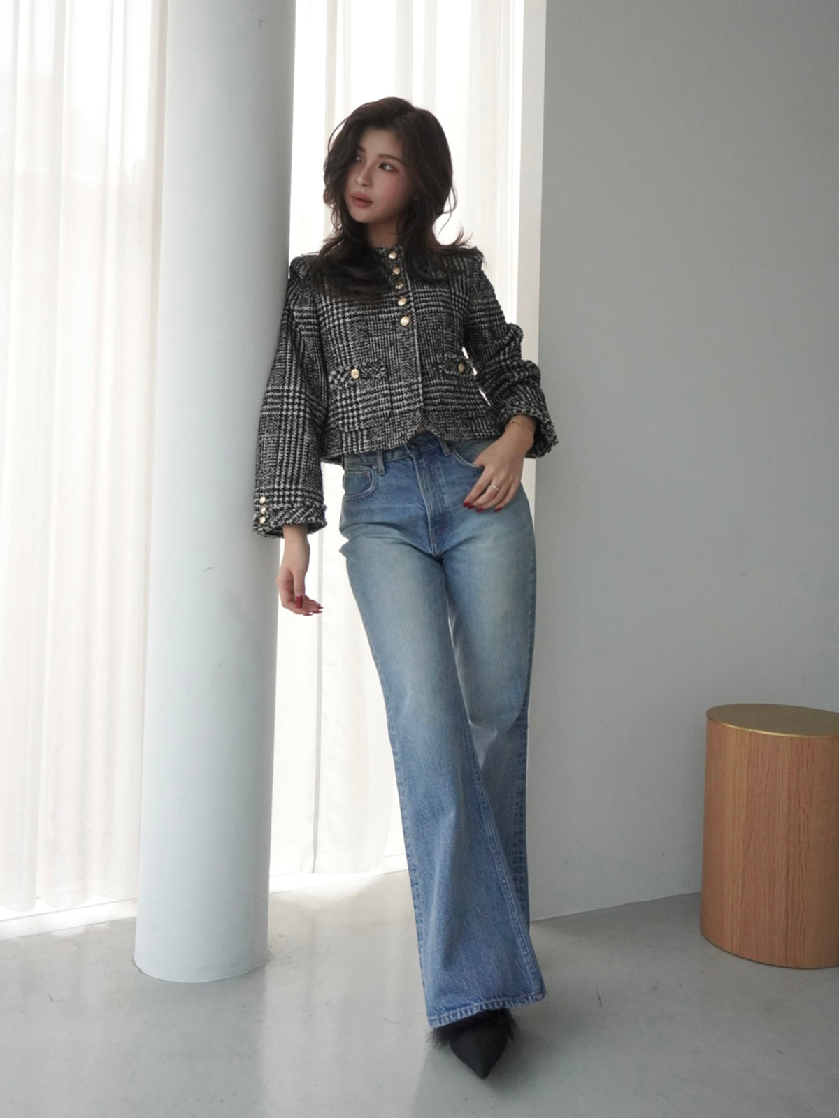 スリムフレアデニムパンツ