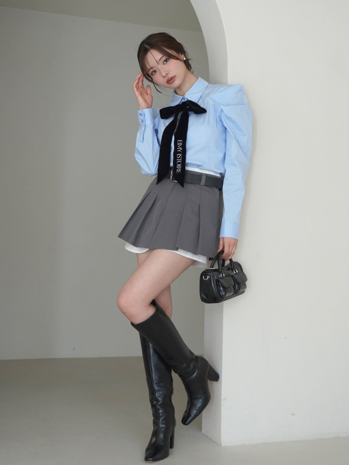 レイヤードプリーツミニスカート