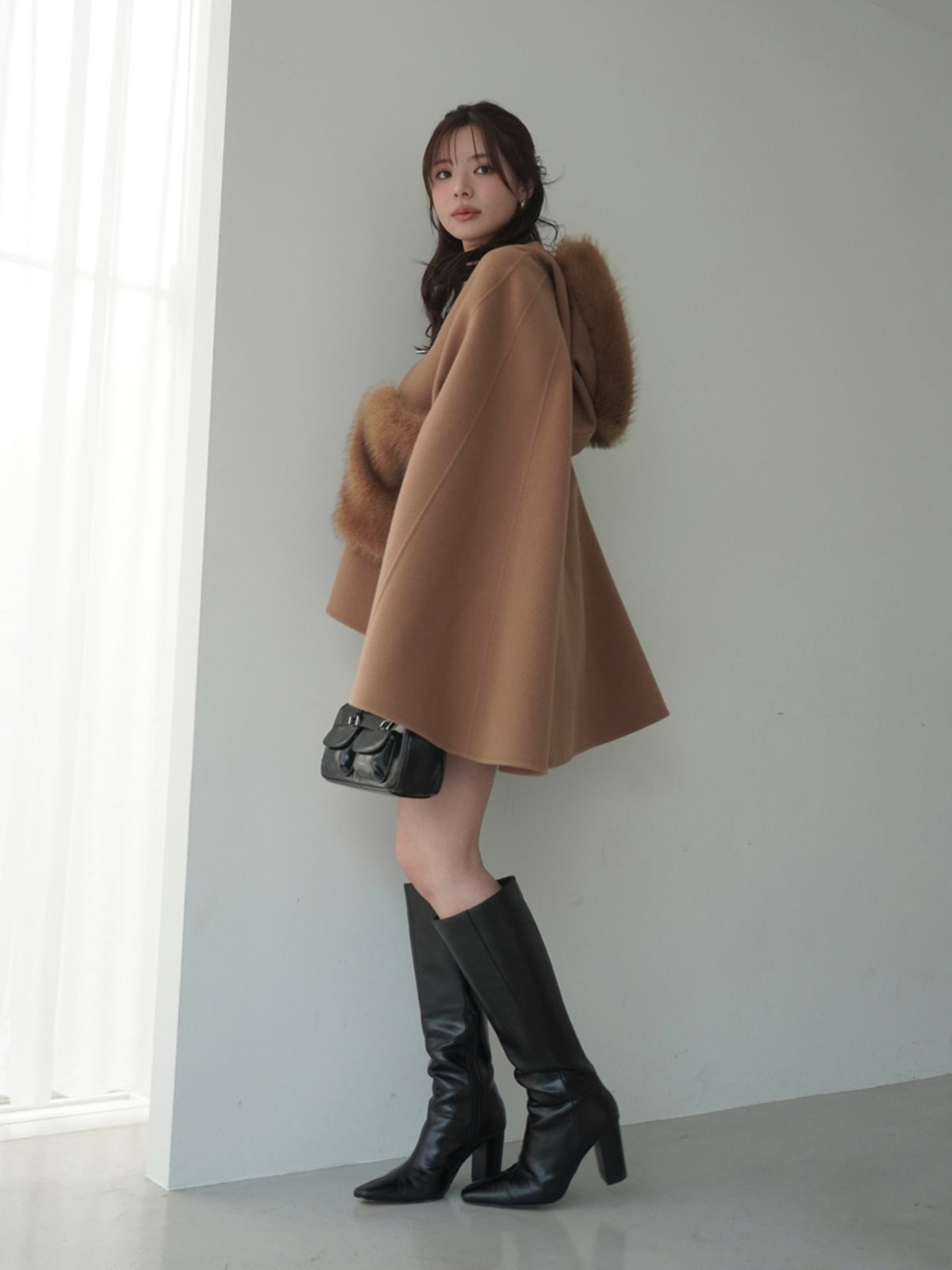 ファーポケットマントコート