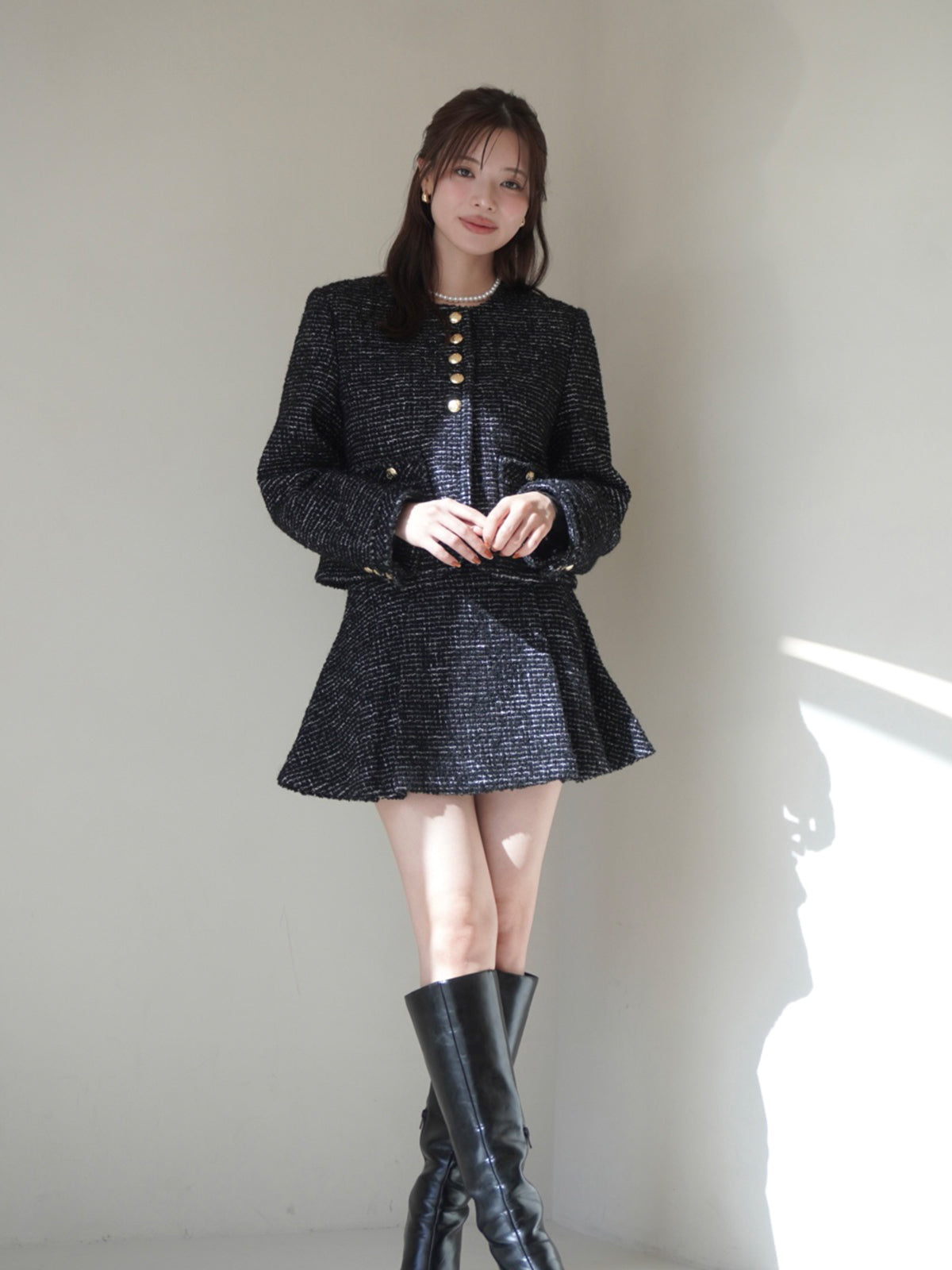 ツイードノーカラージャケット