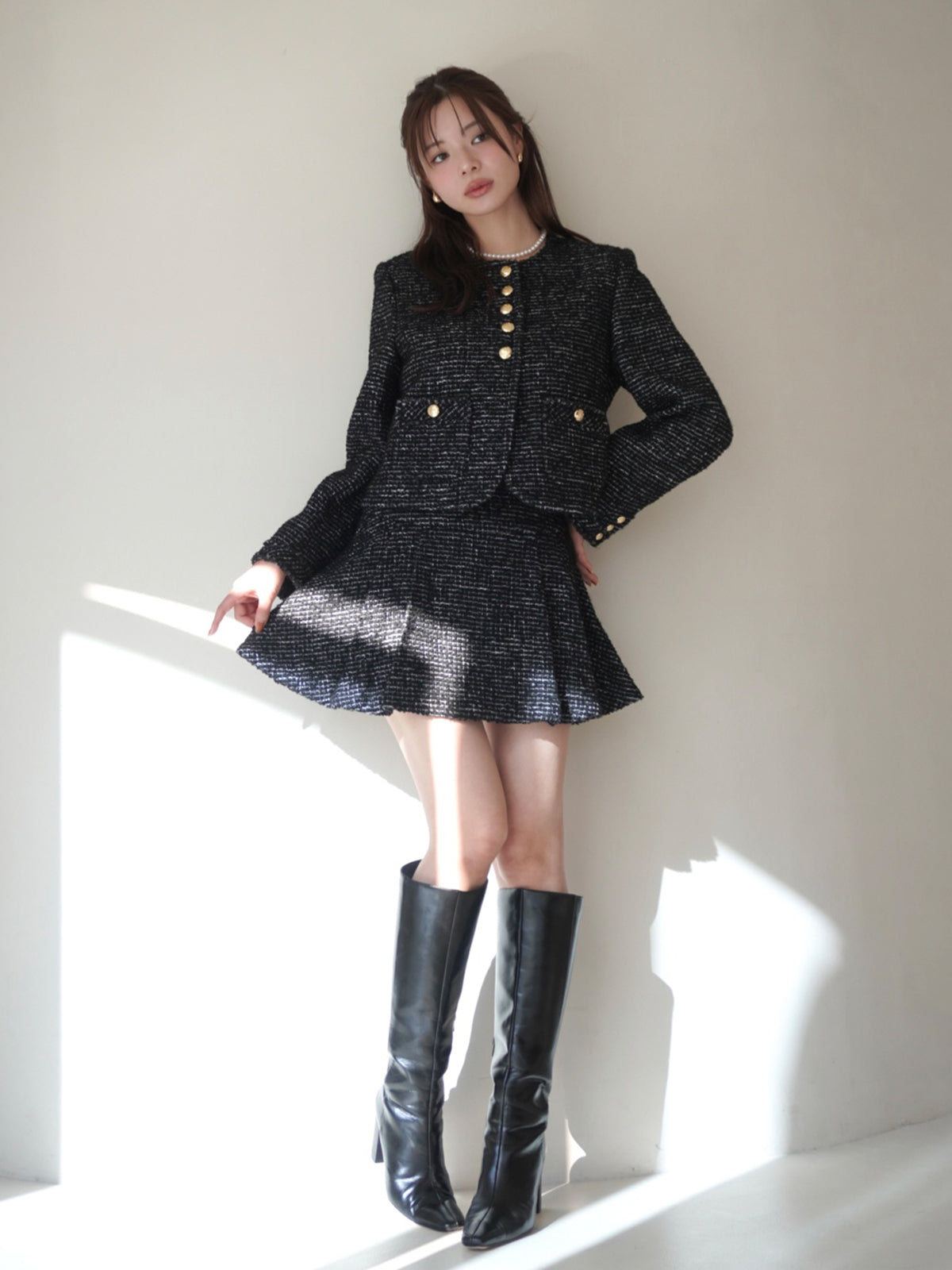 ツイードノーカラージャケット