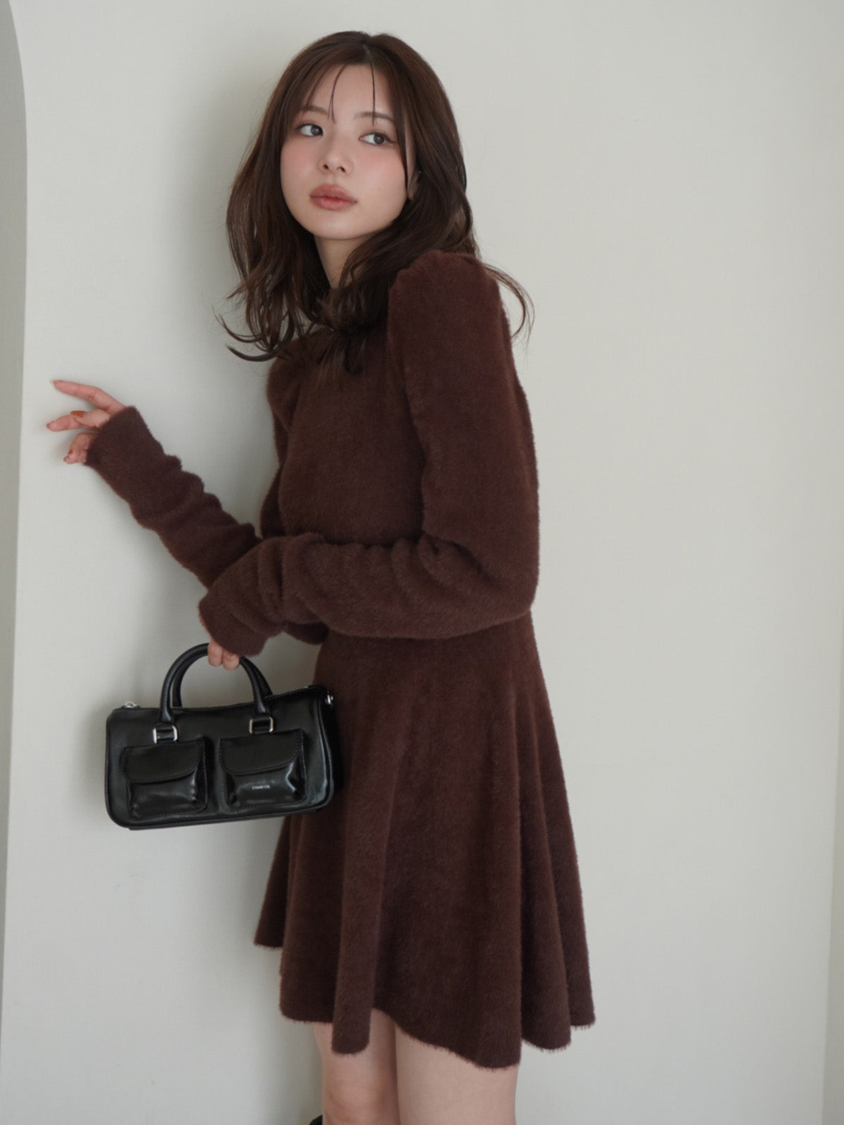 ラメシャギーニットミニワンピース