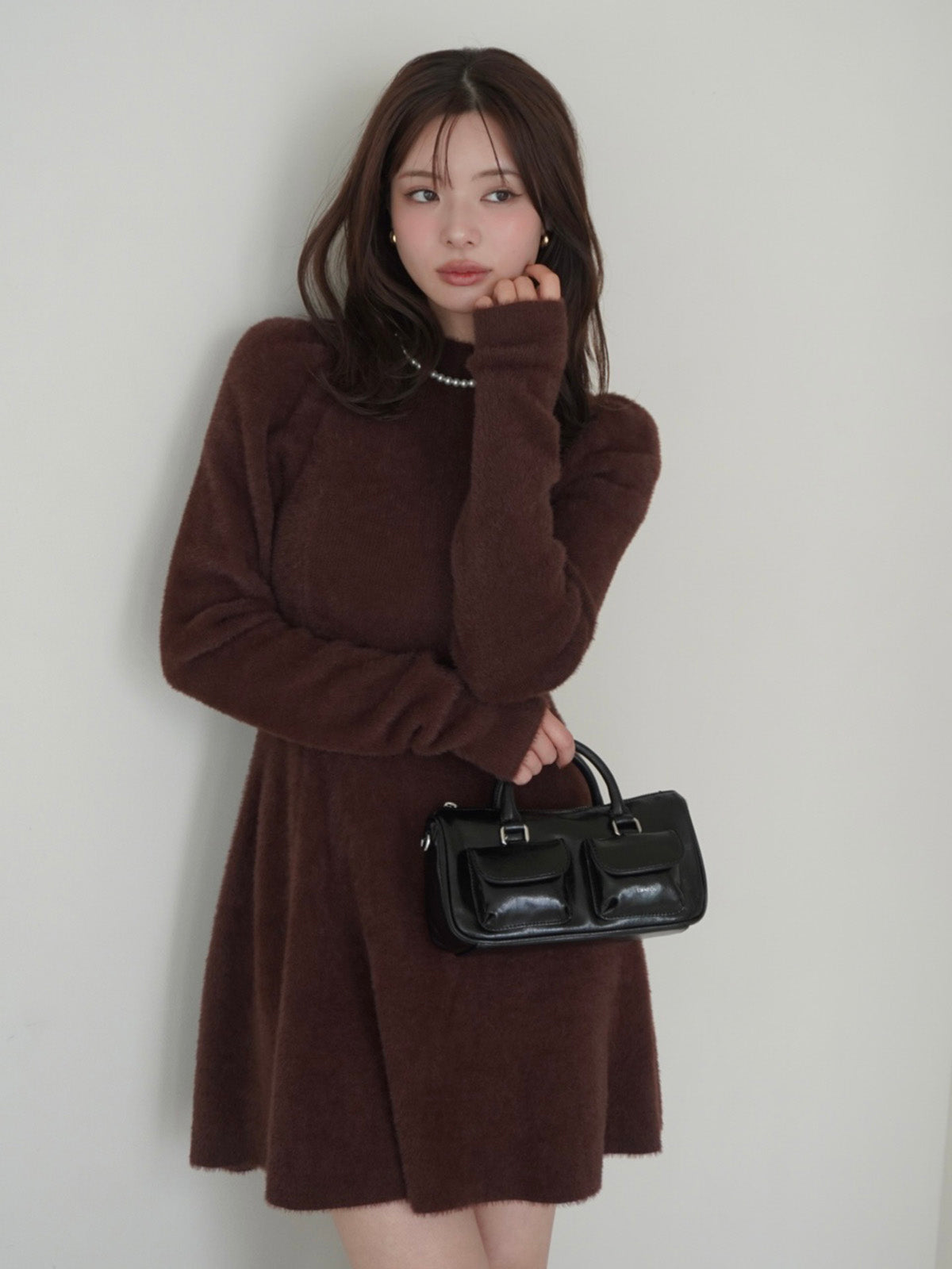 ラメシャギーニットミニワンピース