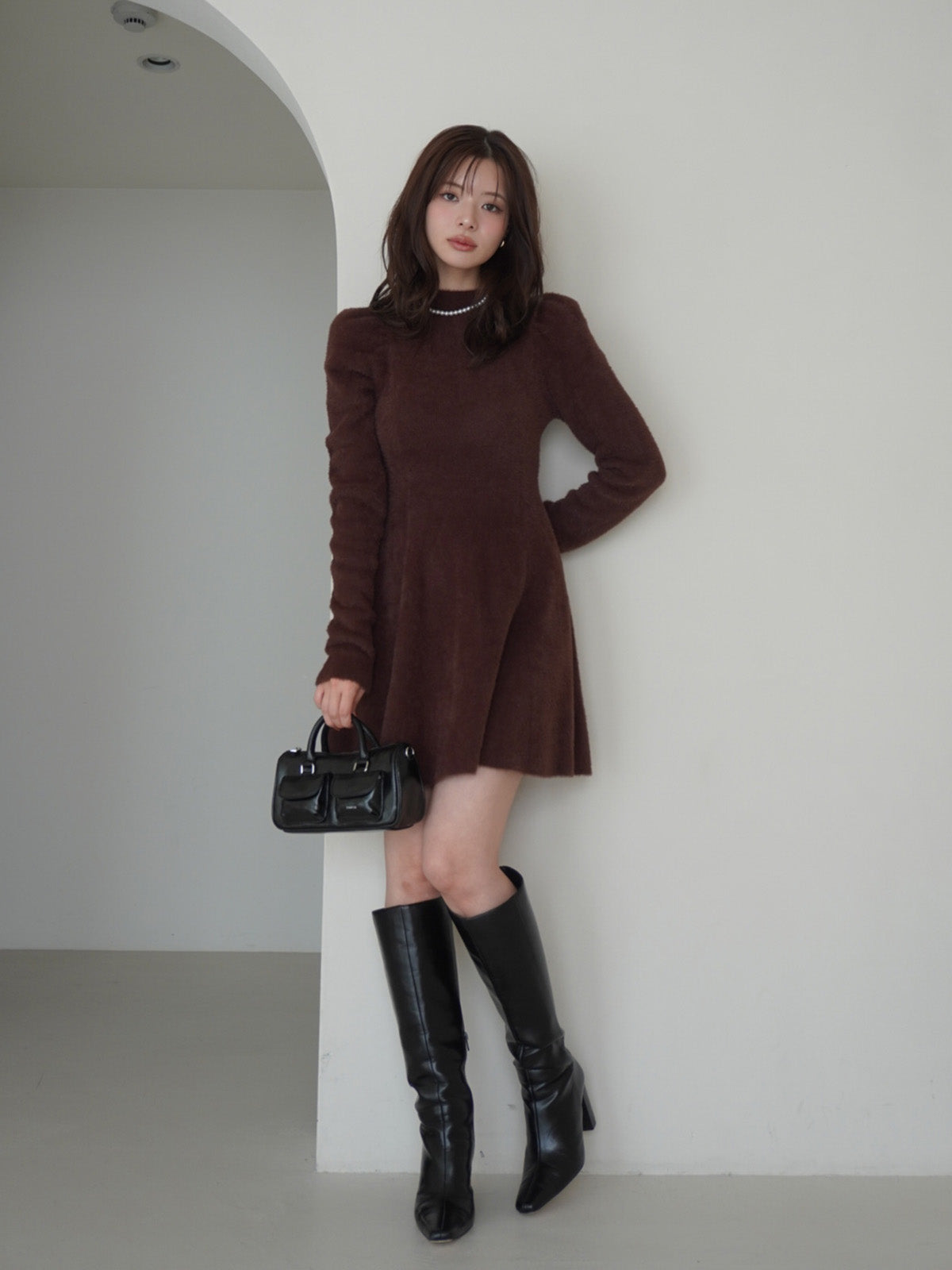 ラメシャギーニットミニワンピース