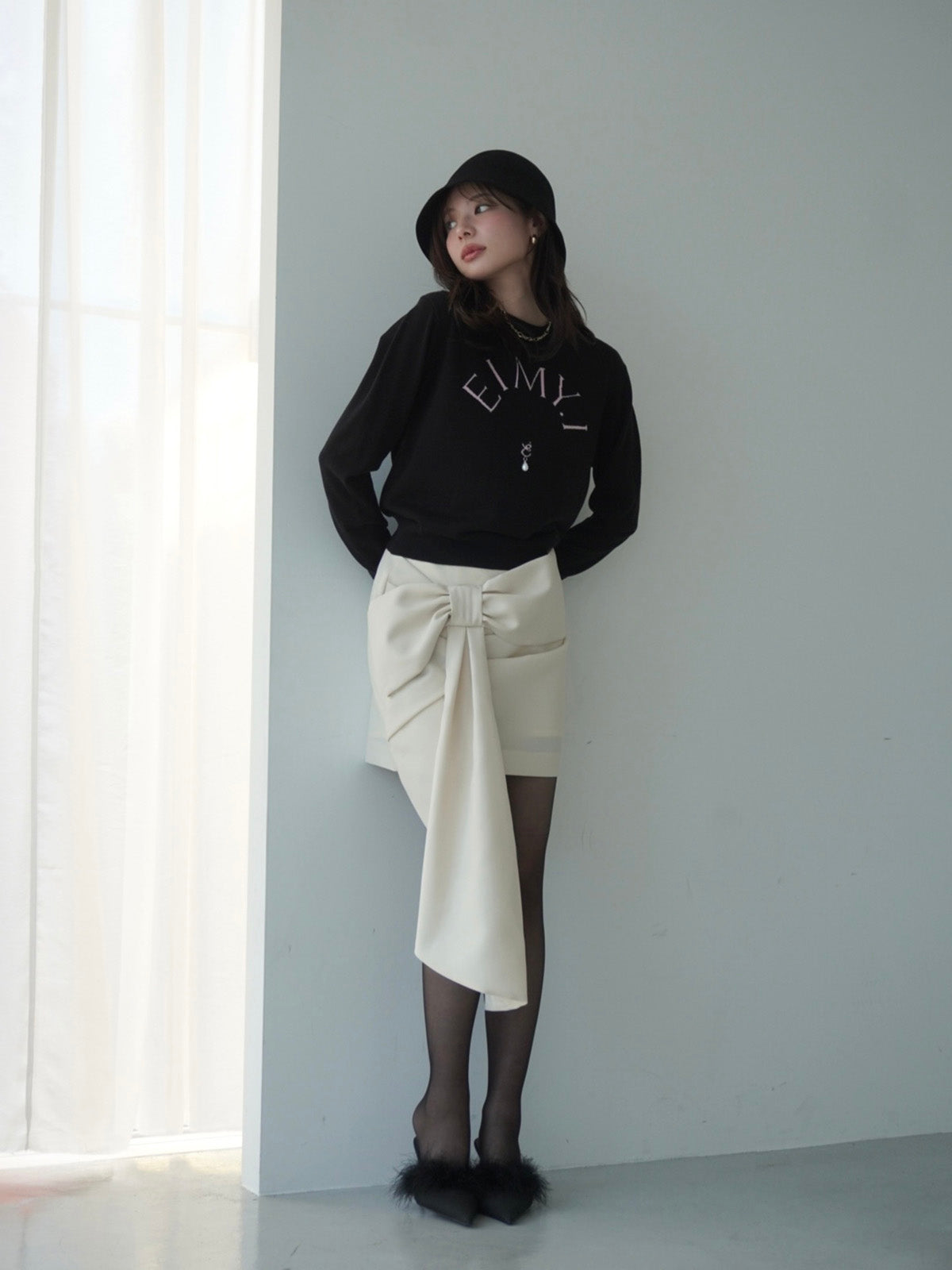 フロントリボンミニスカート