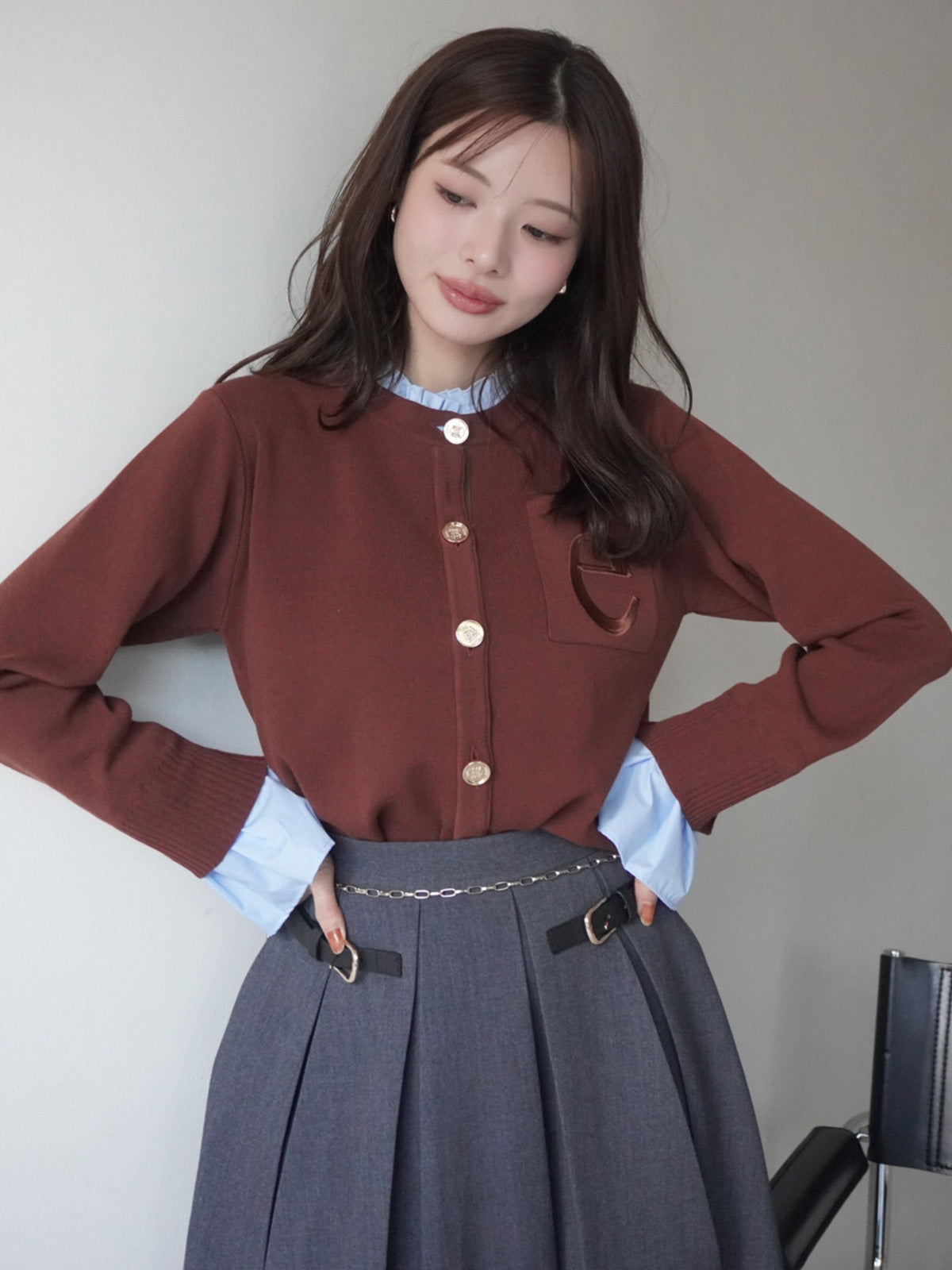 ベルトディテールプリーツスカート