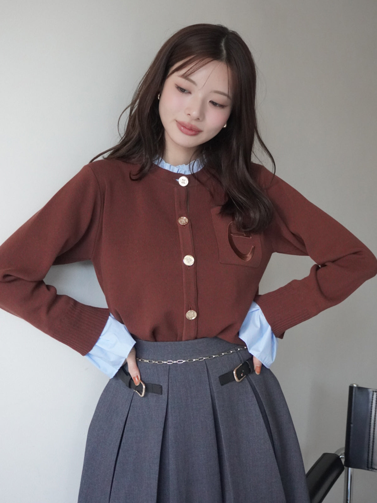 【New Color】Attached collar ニットジャケット