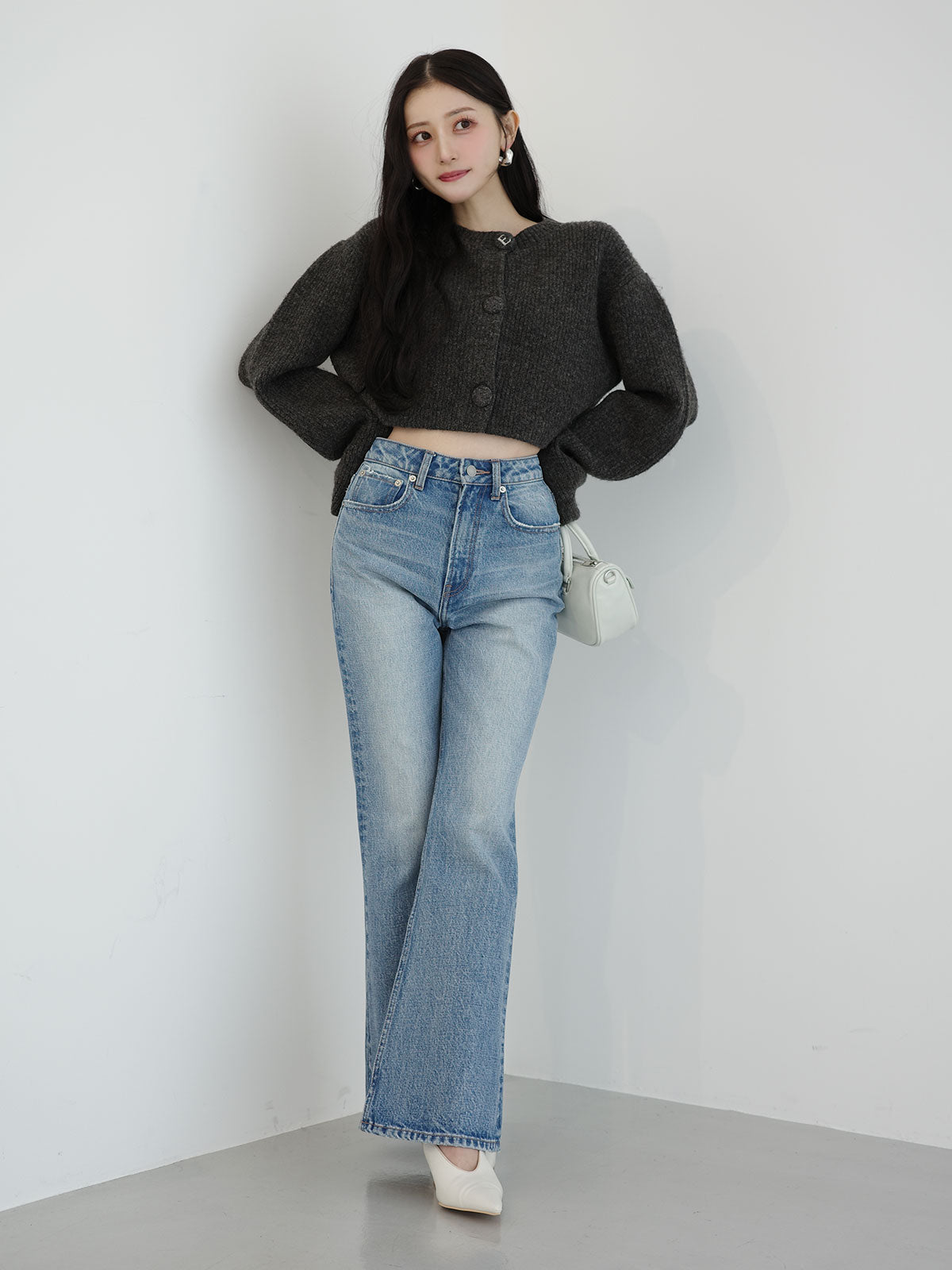 スリムフレアデニムパンツ