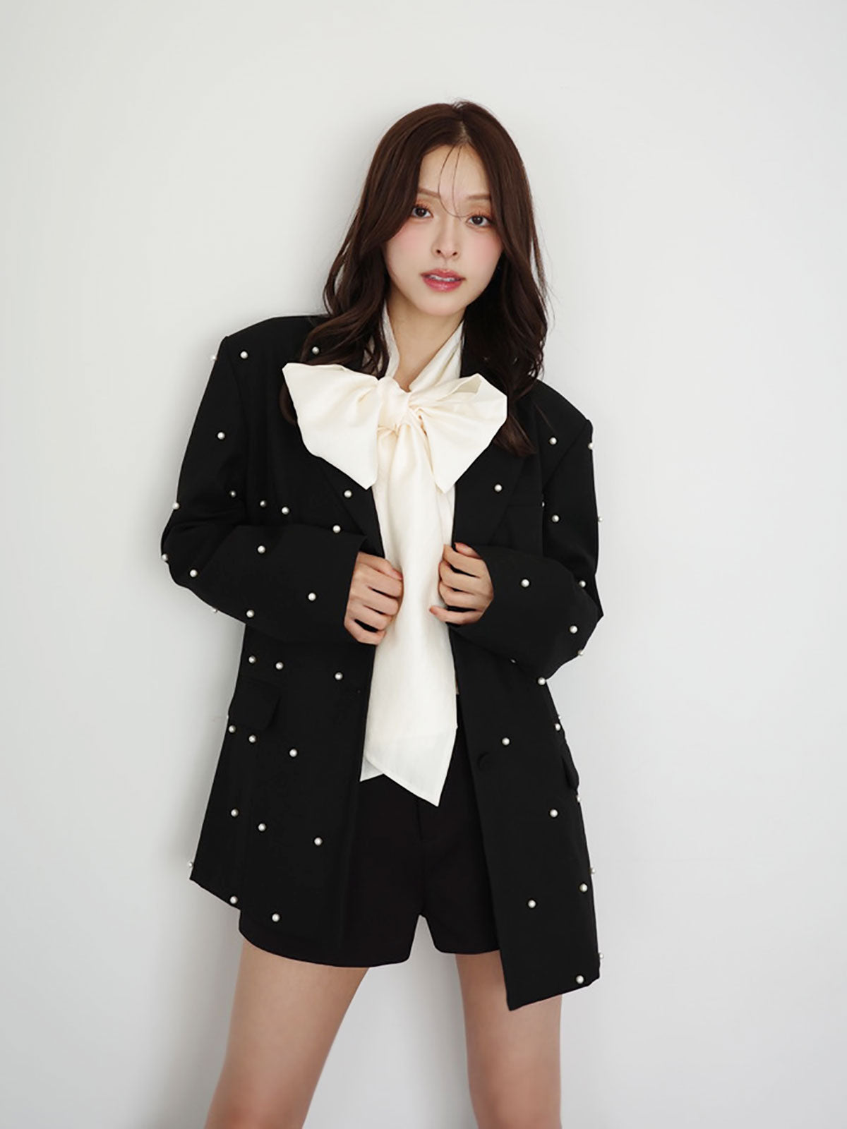 シアーボウタイブラウス