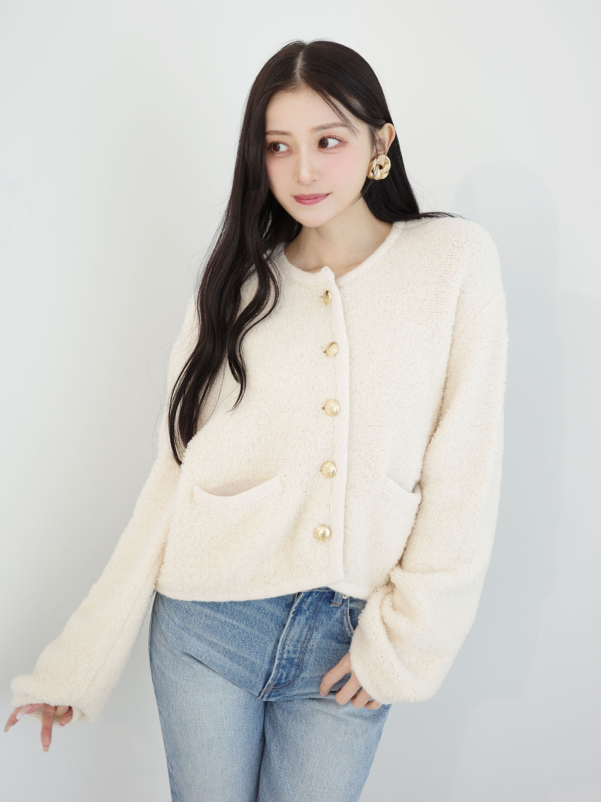 完売品　デイジーリン　Teddy Jacket カーディガン　テディジャケット EIMY ISTOIRE ジャケット ノーカラージャケット TEDDY KNIT JACKET