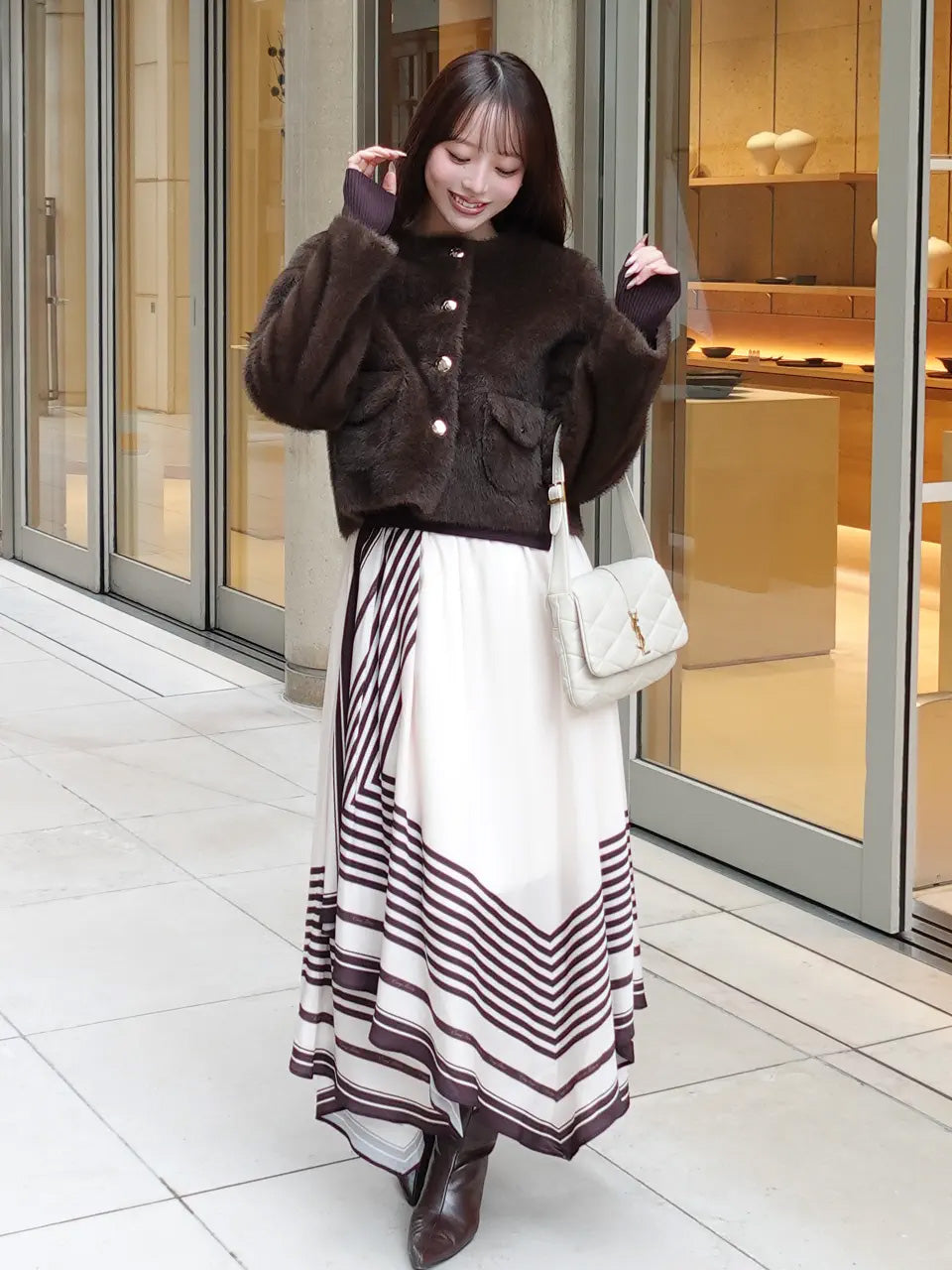 MODEL:161cm／COLOR:BROWN／SIZE:36(S)