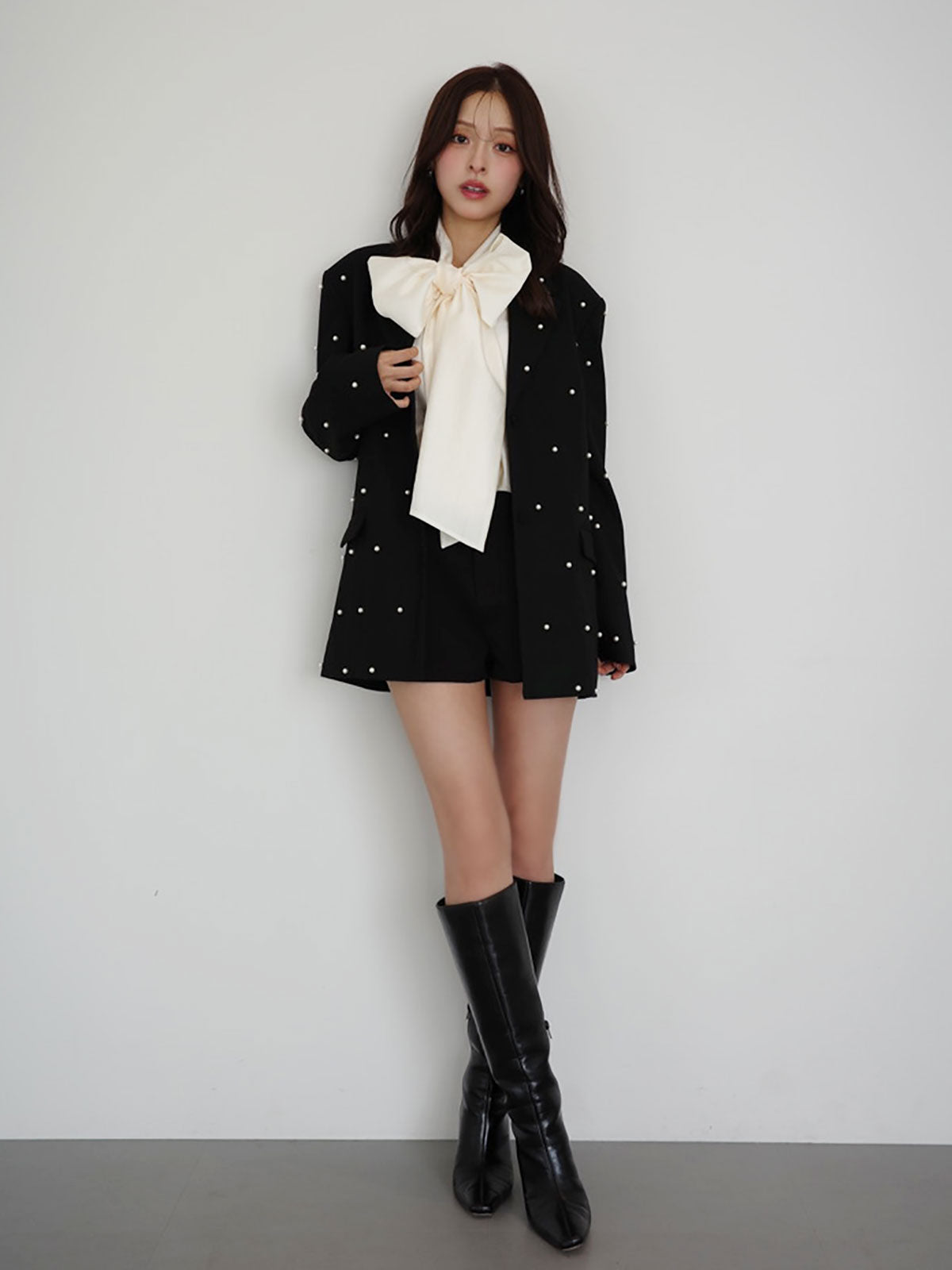 シアーボウタイブラウス