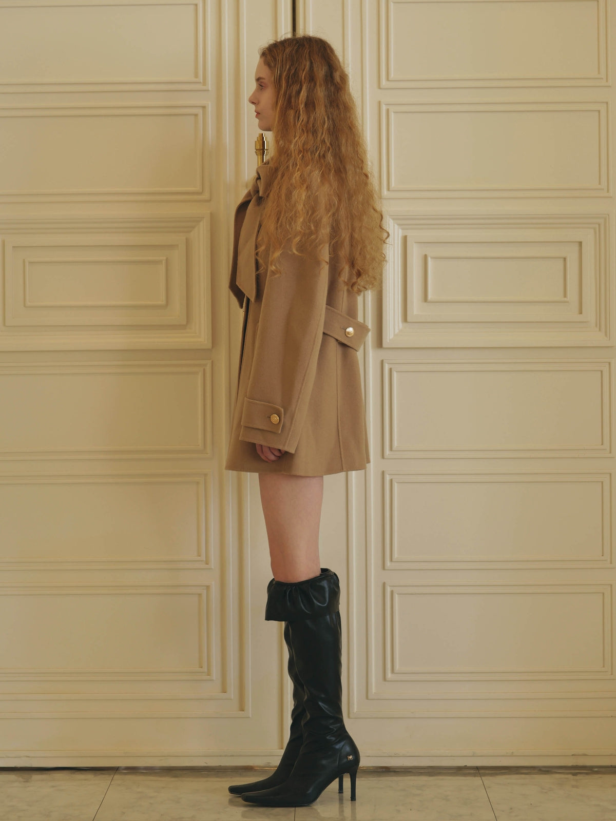 ROYAL BOW TIE WOOL COAT