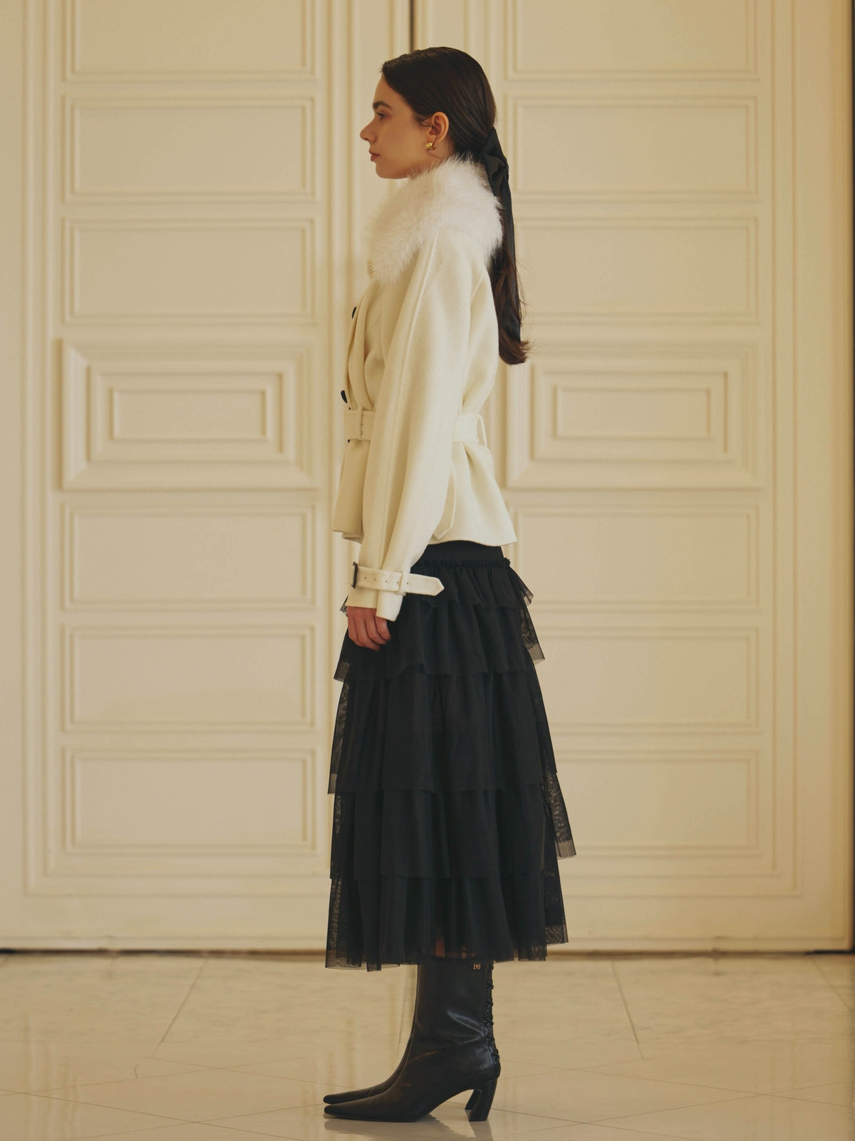 WOOL SHORT TRENCH COAT