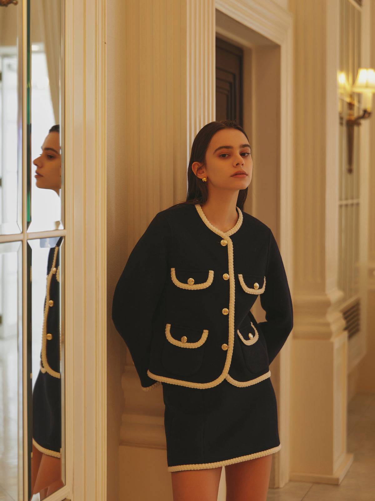 EM GOLD BUTTON WOOL COAT