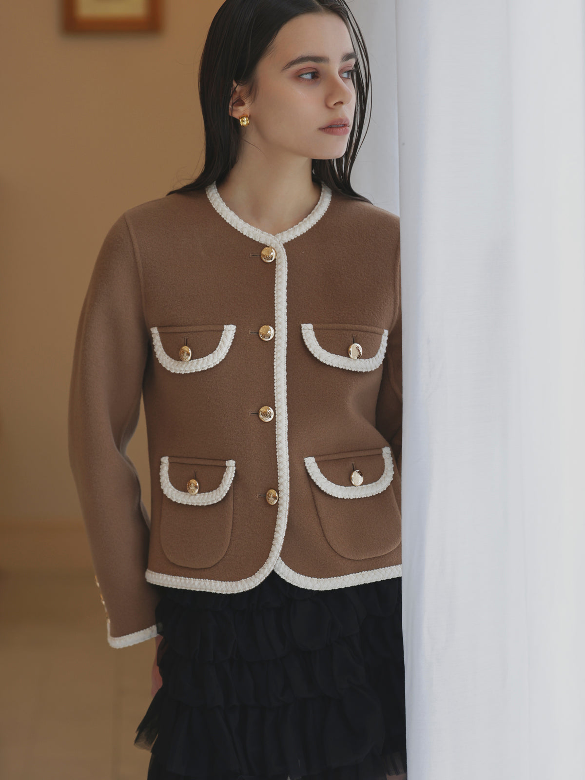 EM GOLD BUTTON WOOL COAT