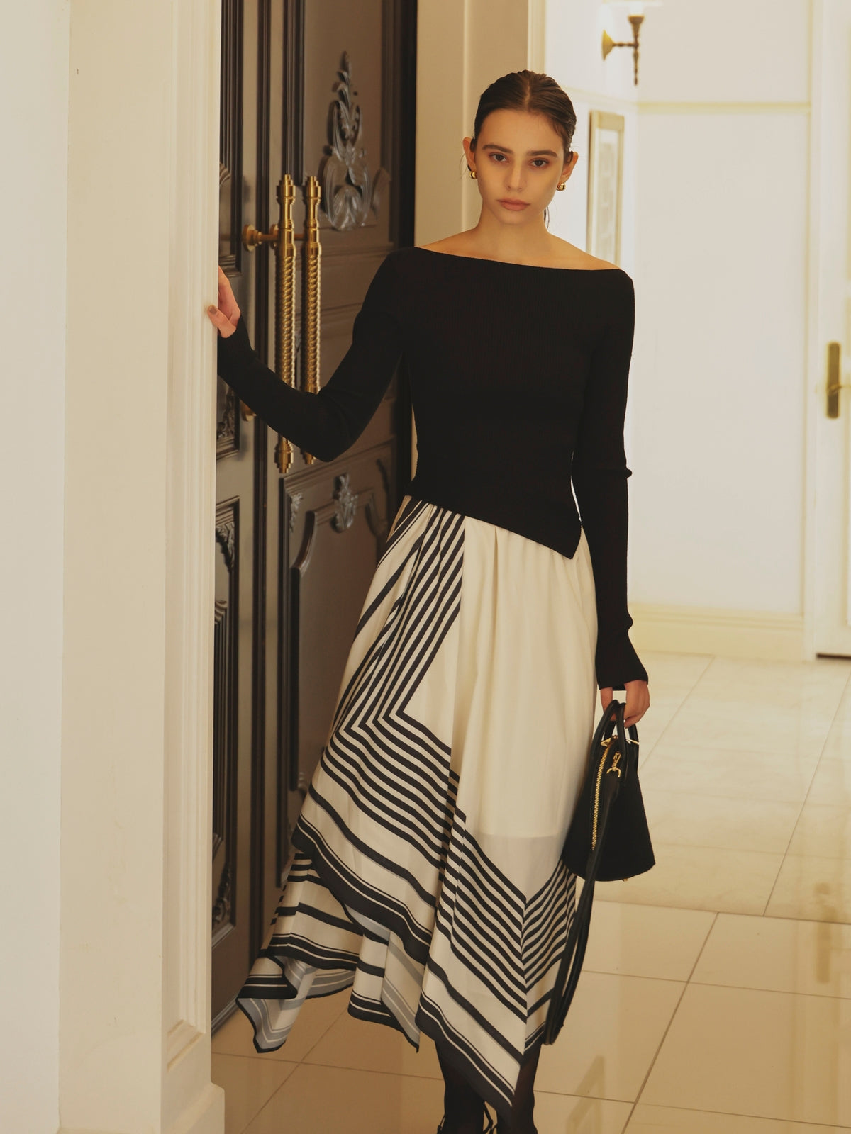 SCARF PATTERN KNITSET DRESS