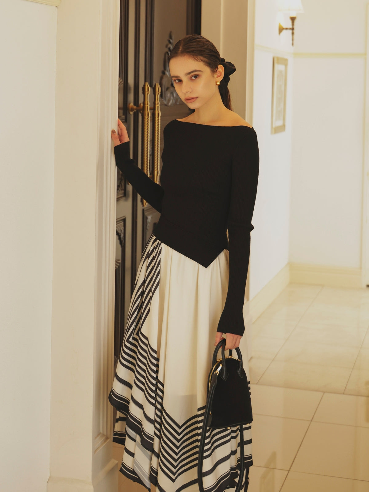SCARF PATTERN KNITSET DRESS