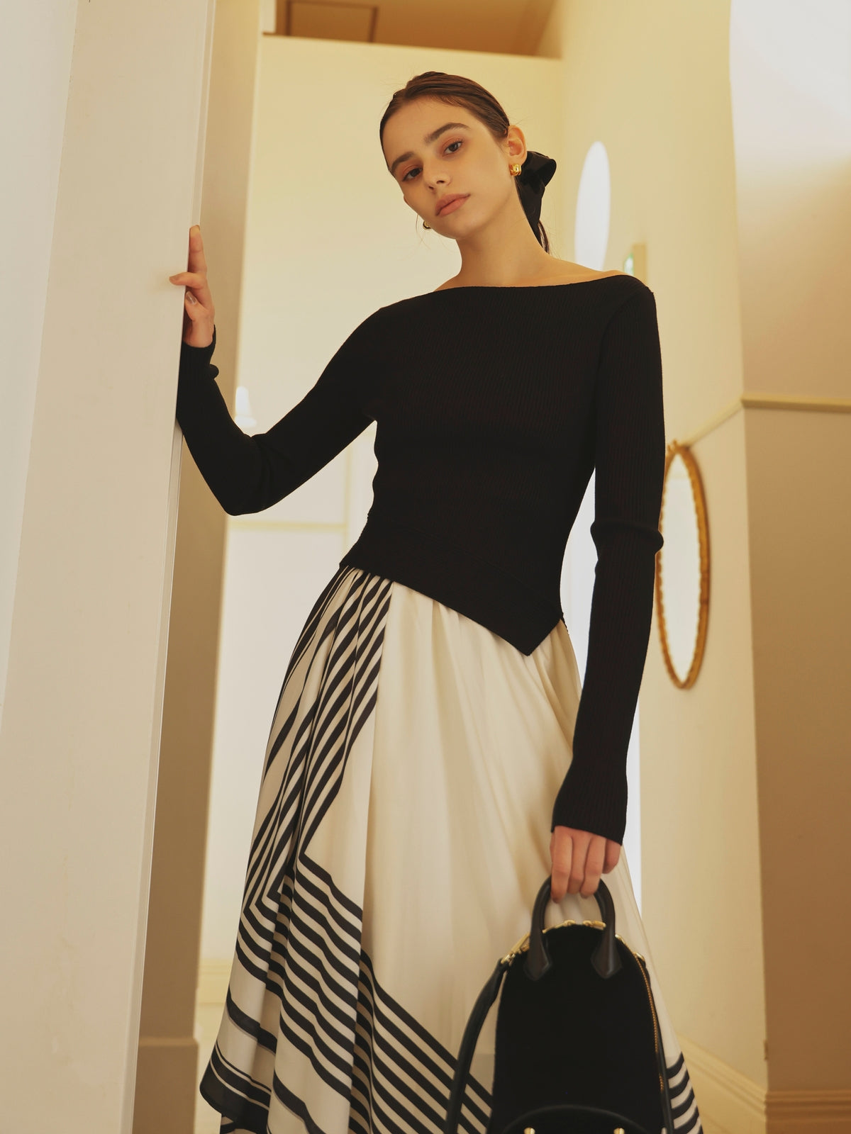 SCARF PATTERN KNITSET DRESS