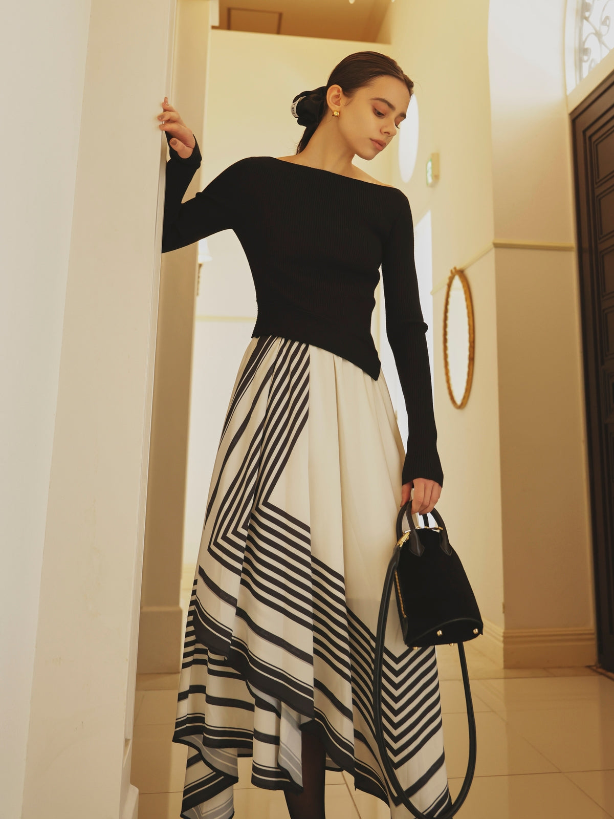 SCARF PATTERN KNITSET DRESS