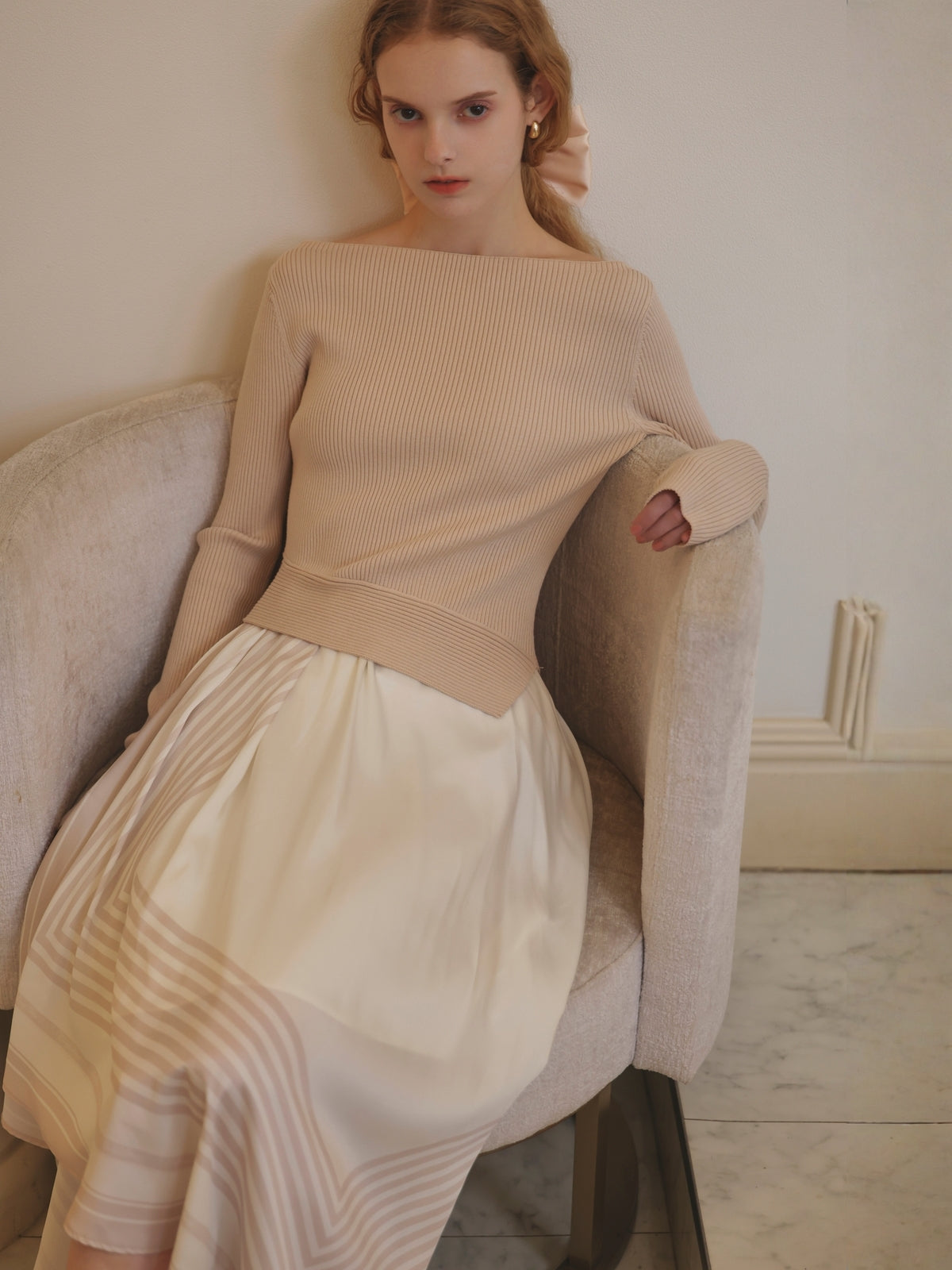 SCARF PATTERN KNITSET DRESS