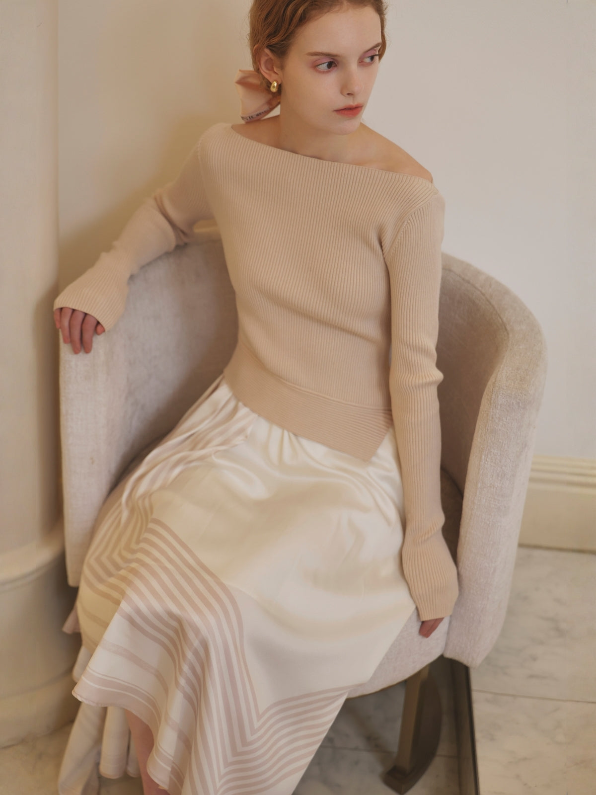 SCARF PATTERN KNITSET DRESS