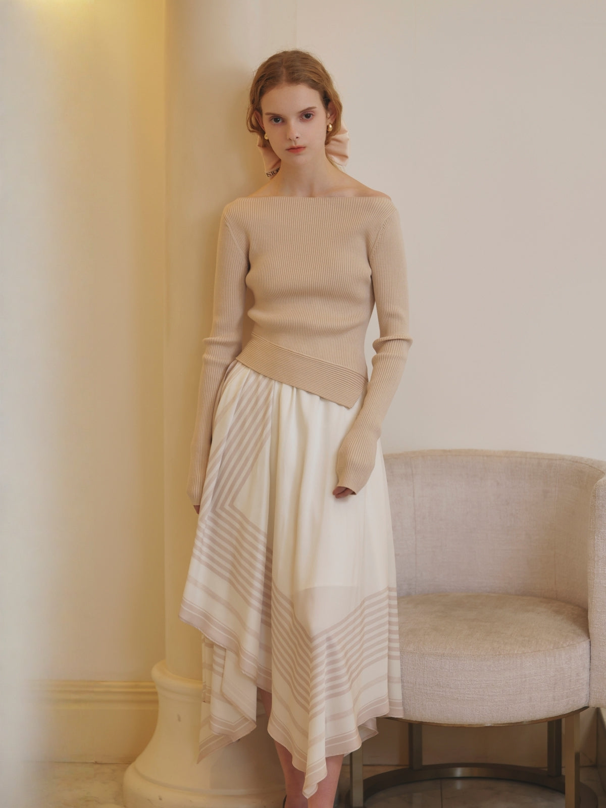 SCARF PATTERN KNITSET DRESS