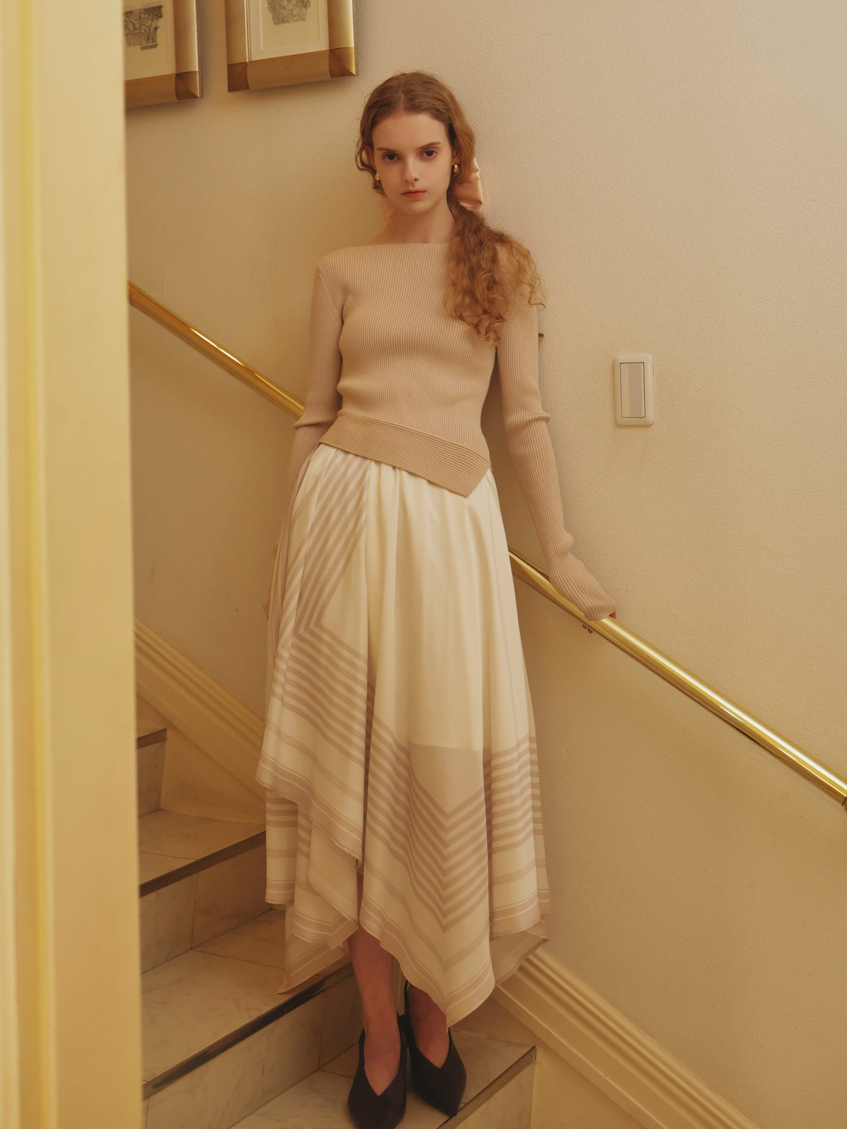 SCARF PATTERN KNITSET DRESS
