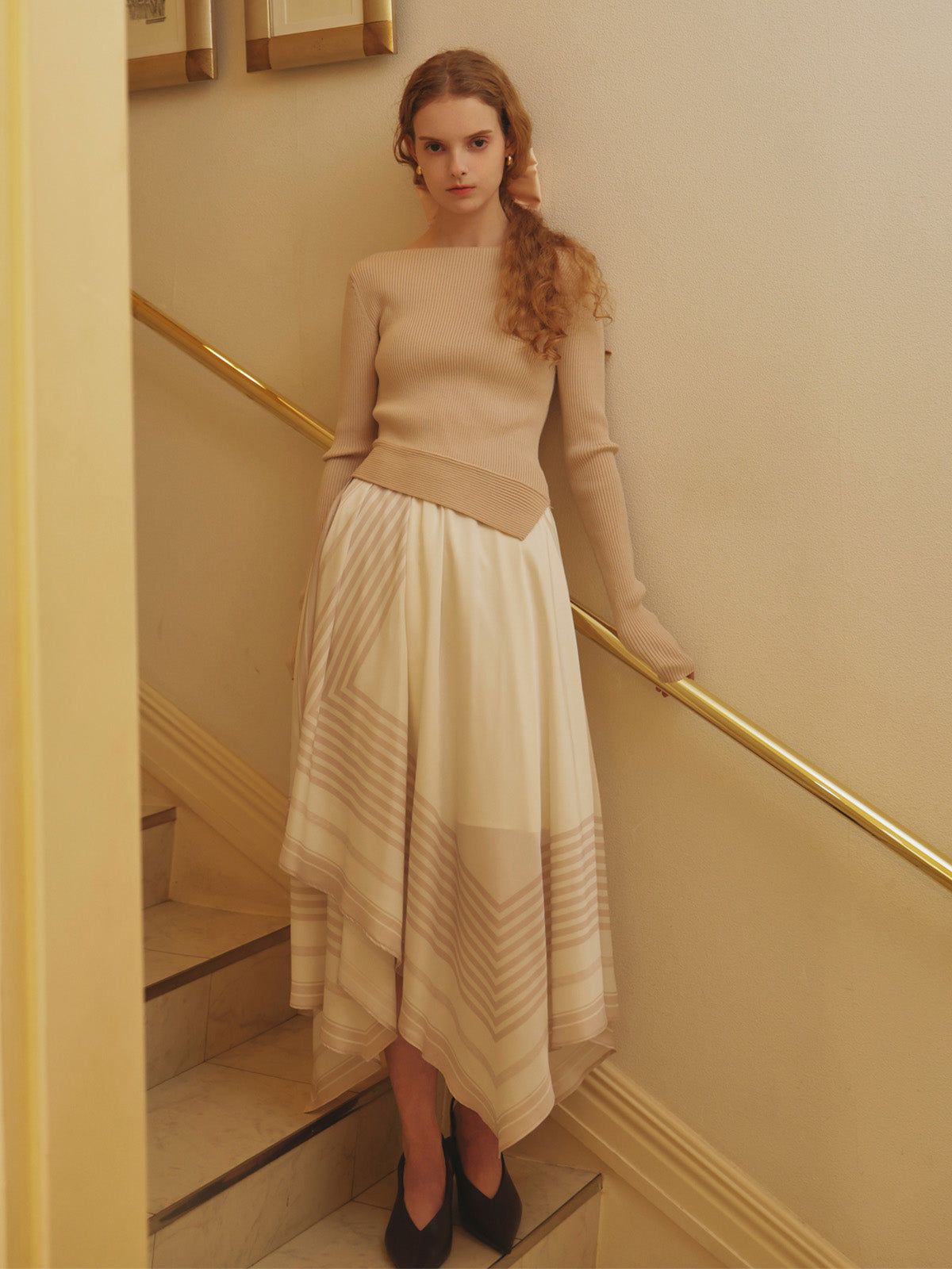 SCARF PATTERN KNITSET DRESS