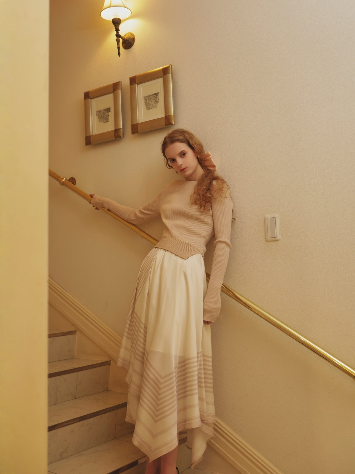 SCARF PATTERN KNITSET DRESS