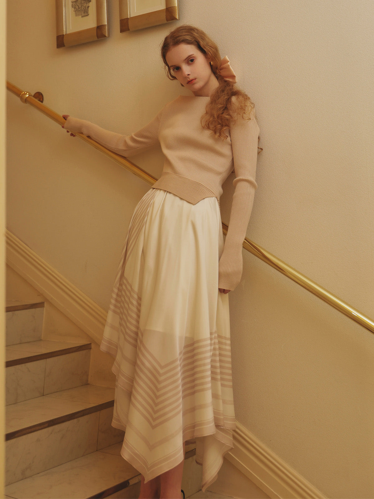 SCARF PATTERN KNITSET DRESS