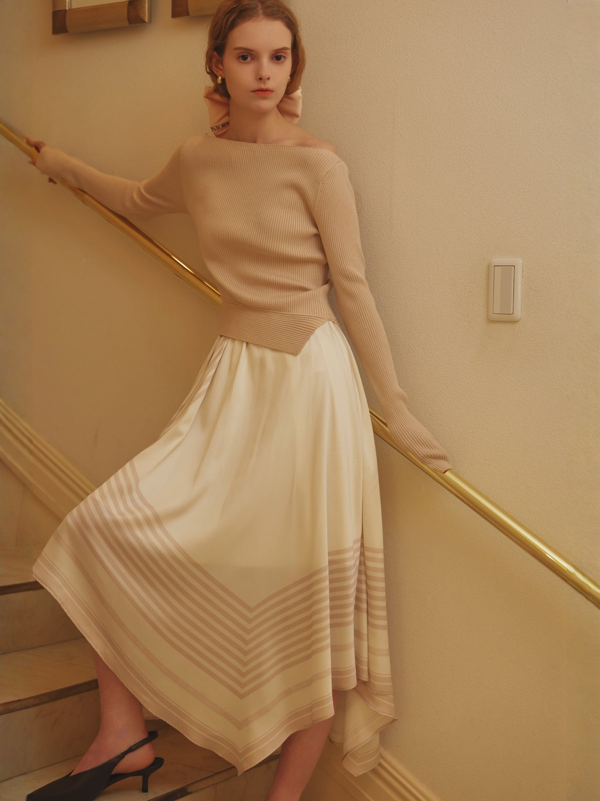 SCARF PATTERN KNITSET DRESS