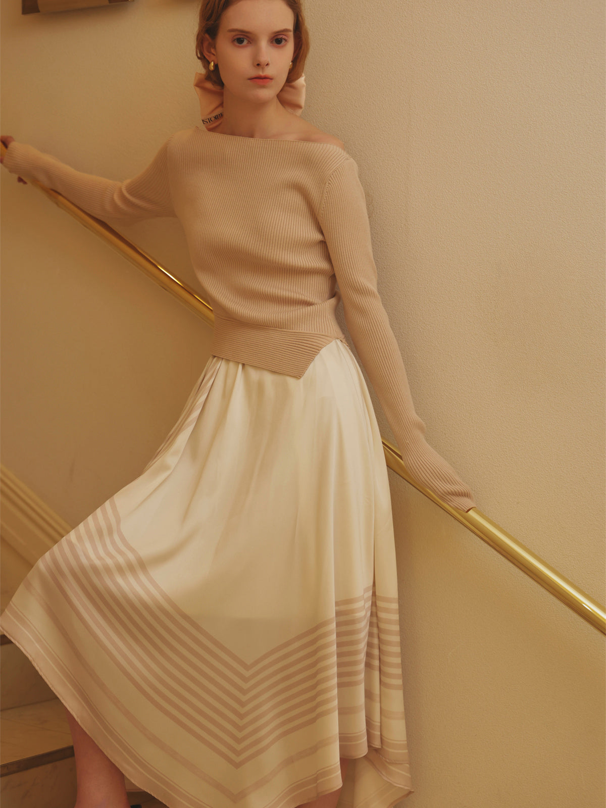 SCARF PATTERN KNITSET DRESS