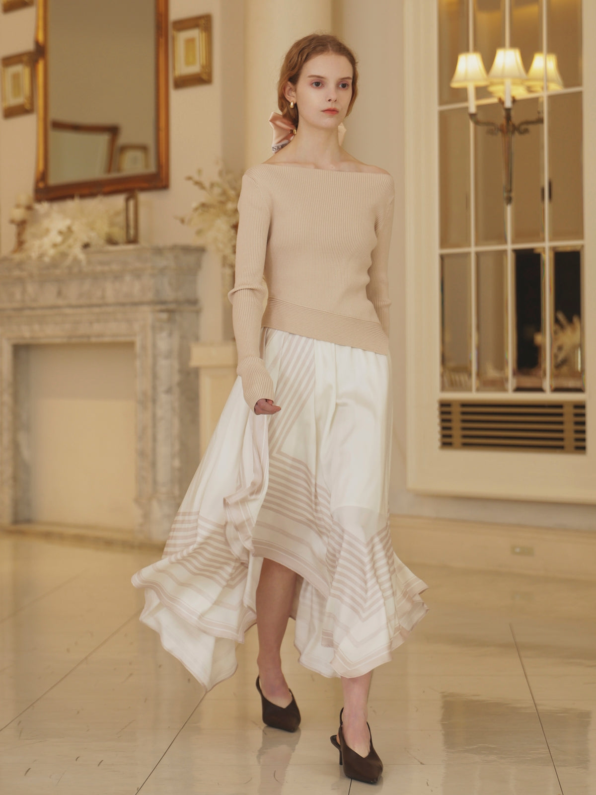 SCARF PATTERN KNITSET DRESS