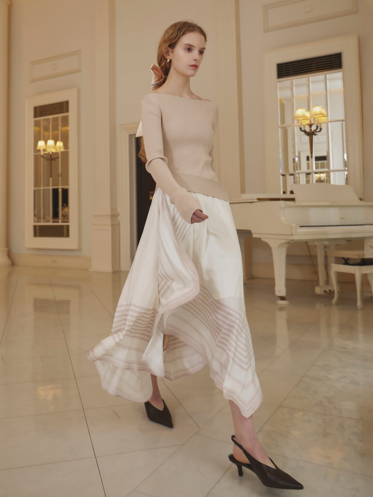 SCARF PATTERN KNITSET DRESS