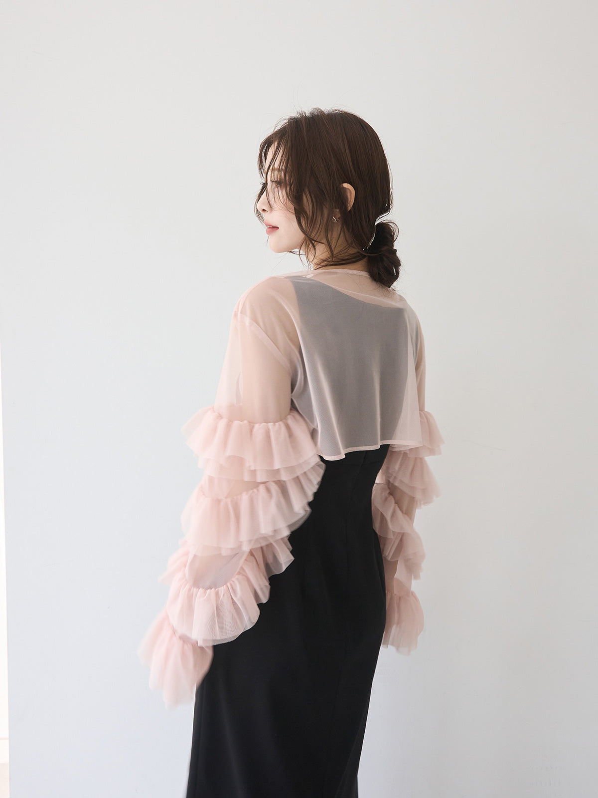 美品　eimy istoire ラッフルスリーブチュールボレロSETキャミドレス ラッフルスリーブチュールボレロSETキャミドレス