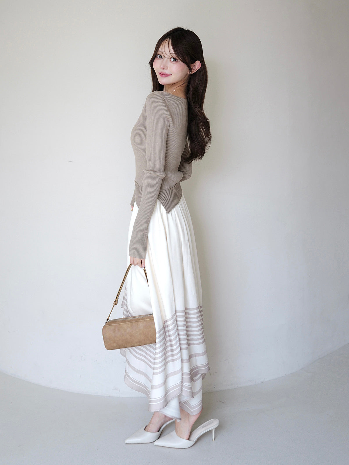 SCARF PATTERN KNITSET DRESS