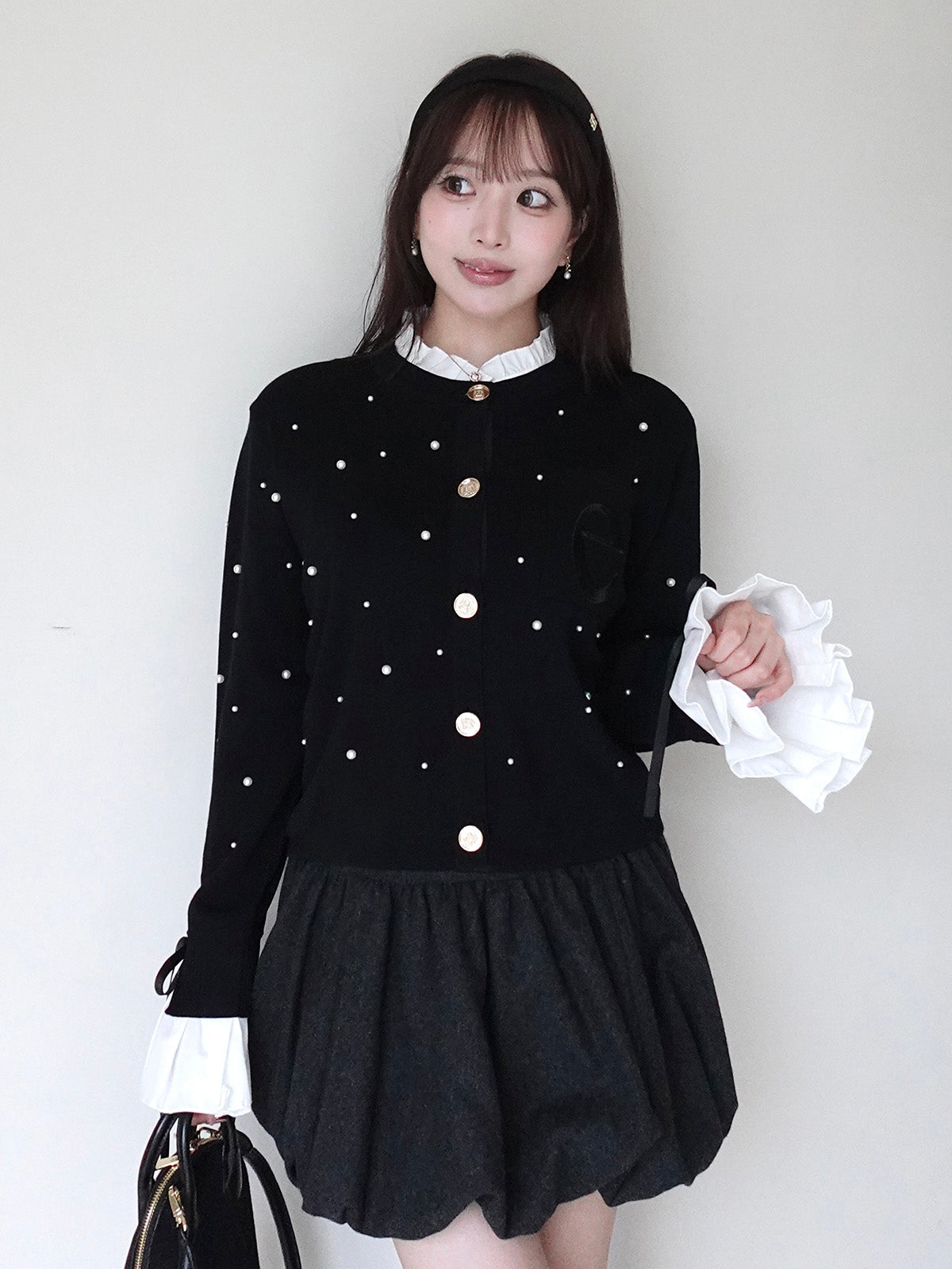 MODEL:161cm／COLOR:BLACK／SIZE:F