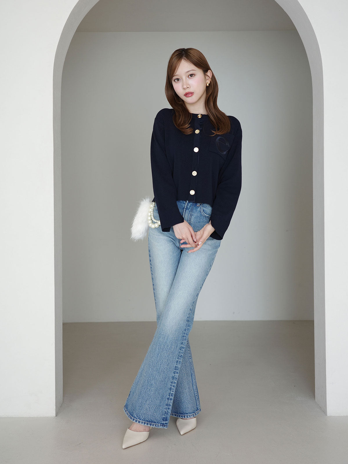 【New Color】Attached collar ニットジャケット